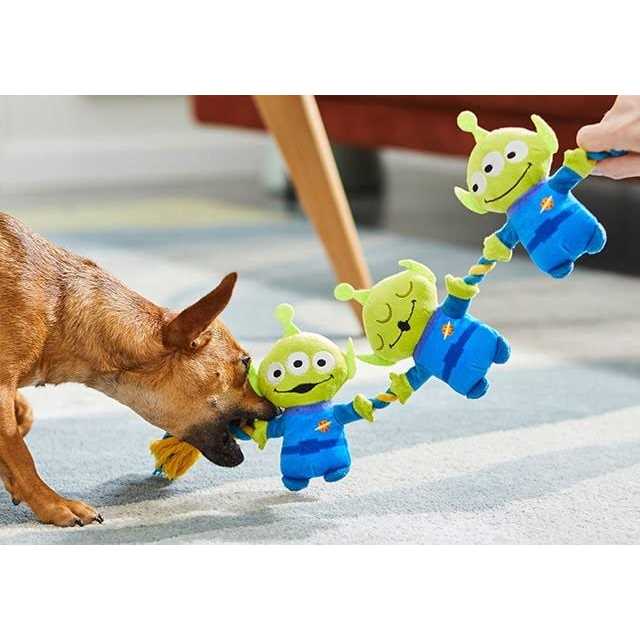 Pixar Aliens Plush with Rope Squeaky Dog Toy