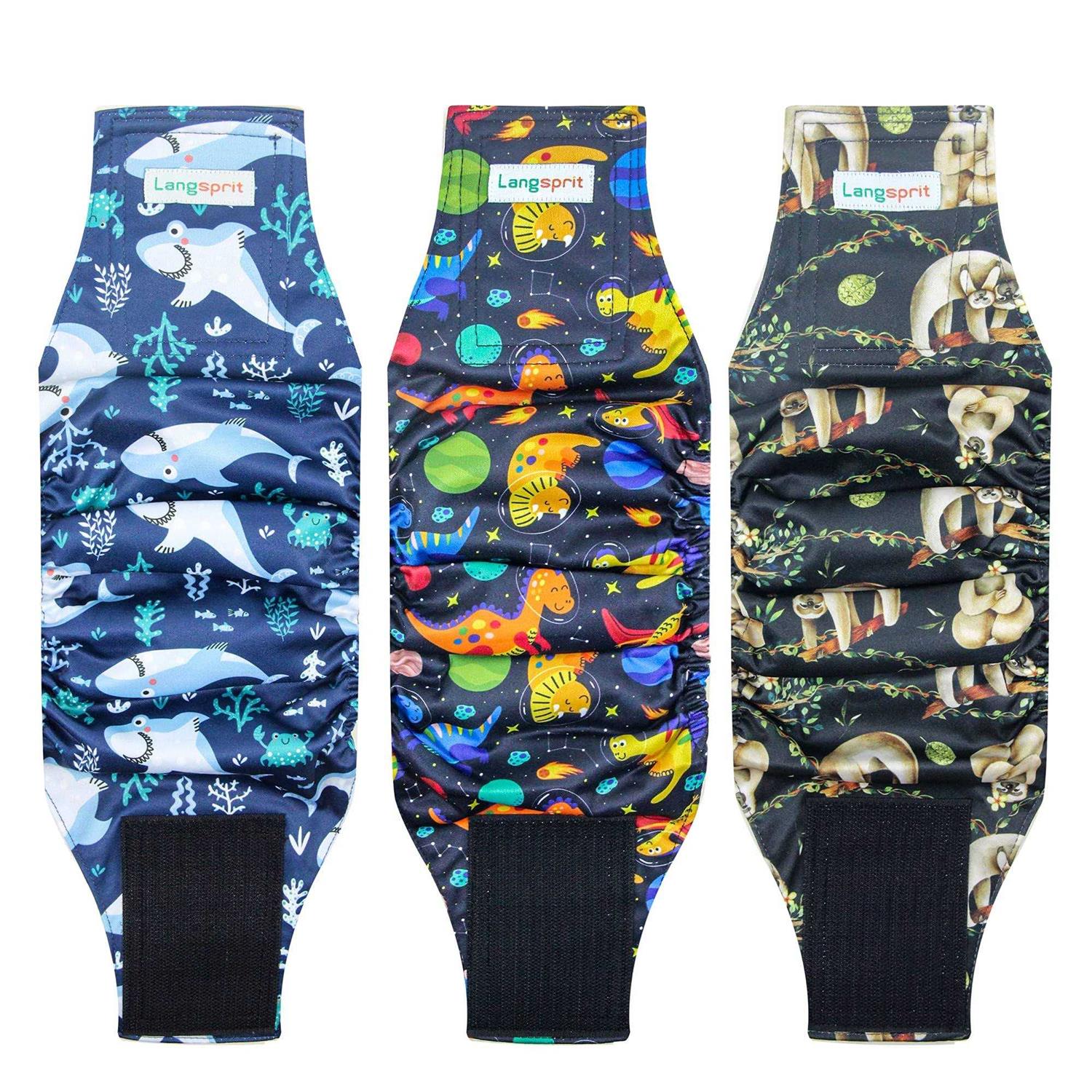 Langsprit Male Belly Bands for Dogs High Absorbing Dog Wraps Male Washable