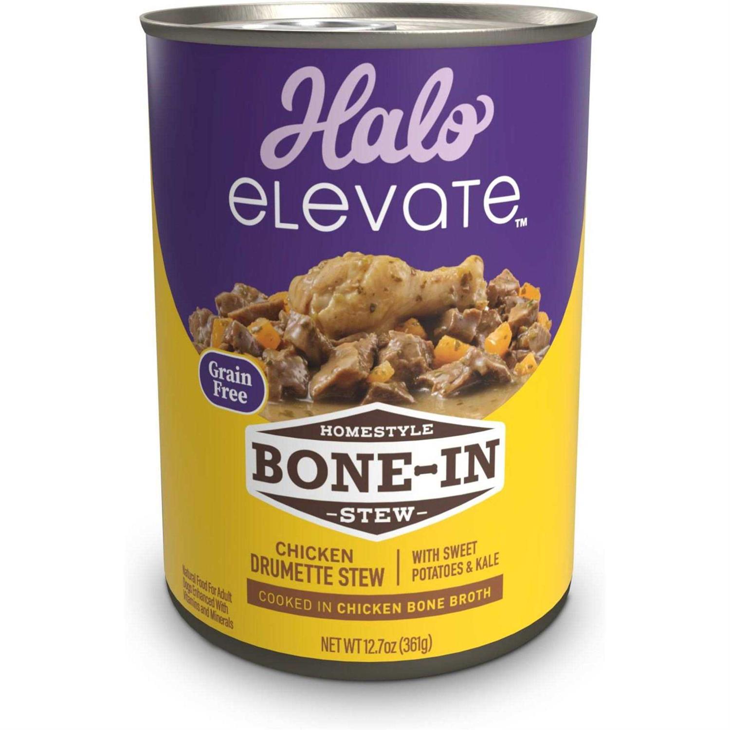 Halo Elevate Dog Homestyle Bone-In Grain Free Chicken Stew Potatoes Wet Food