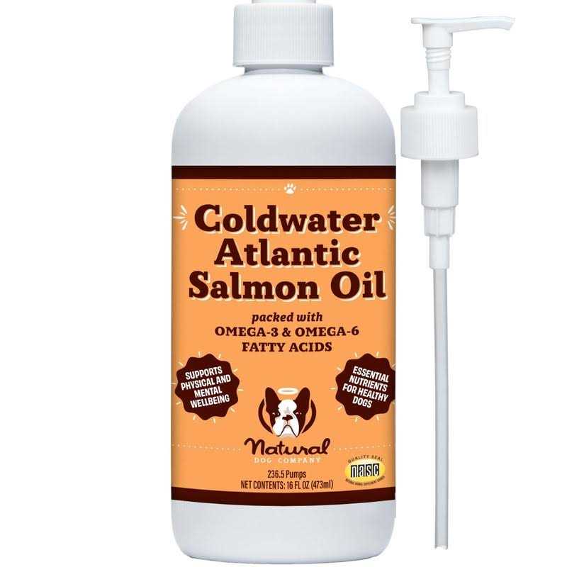 Natural Dog Company Coldwater Atlantic Salmon Oil for Dogs Dog Fish Oil Supplement with Omega 3