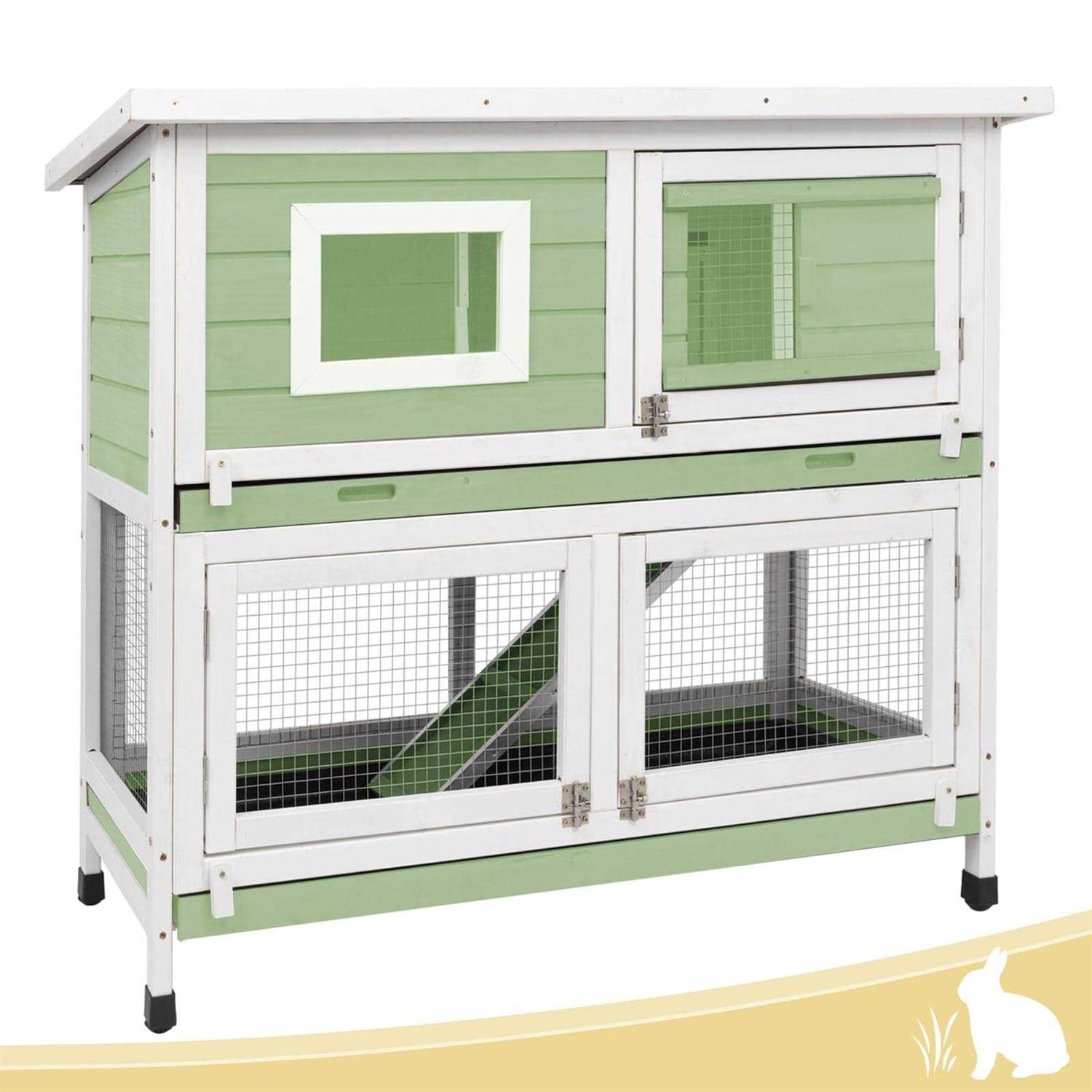 PetsCosset Rabbit Hutch Rabbit Cages Indoor Rabbit Hutch Outdoor Bunny Cage Rabbit Cage On Wheels Two Story Weatherproof Guinea Pig Cage for Small