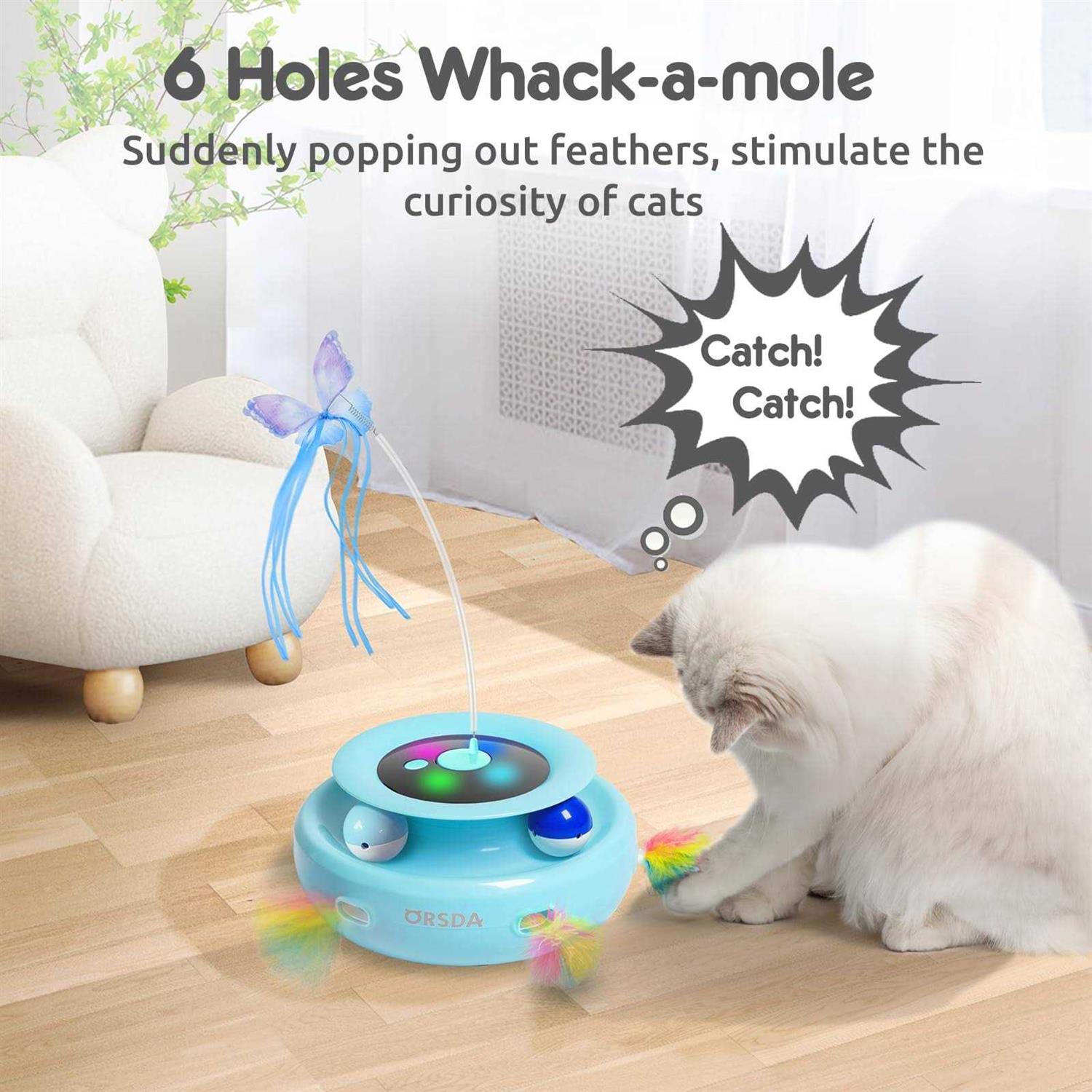 ORSDA 3-in-1 Cat Toys Rechargeable Interactive Cat Toys for Indoor Cats Automatic Kitten Toy