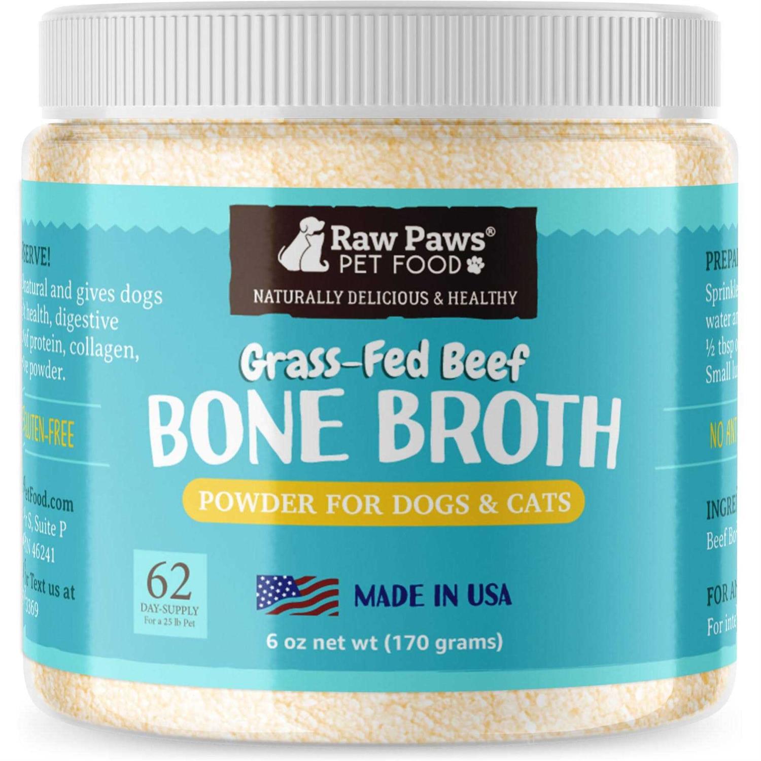 Raw Paws Grass-Fed Beef Bone Broth Powder Dog & Cat Food Topper