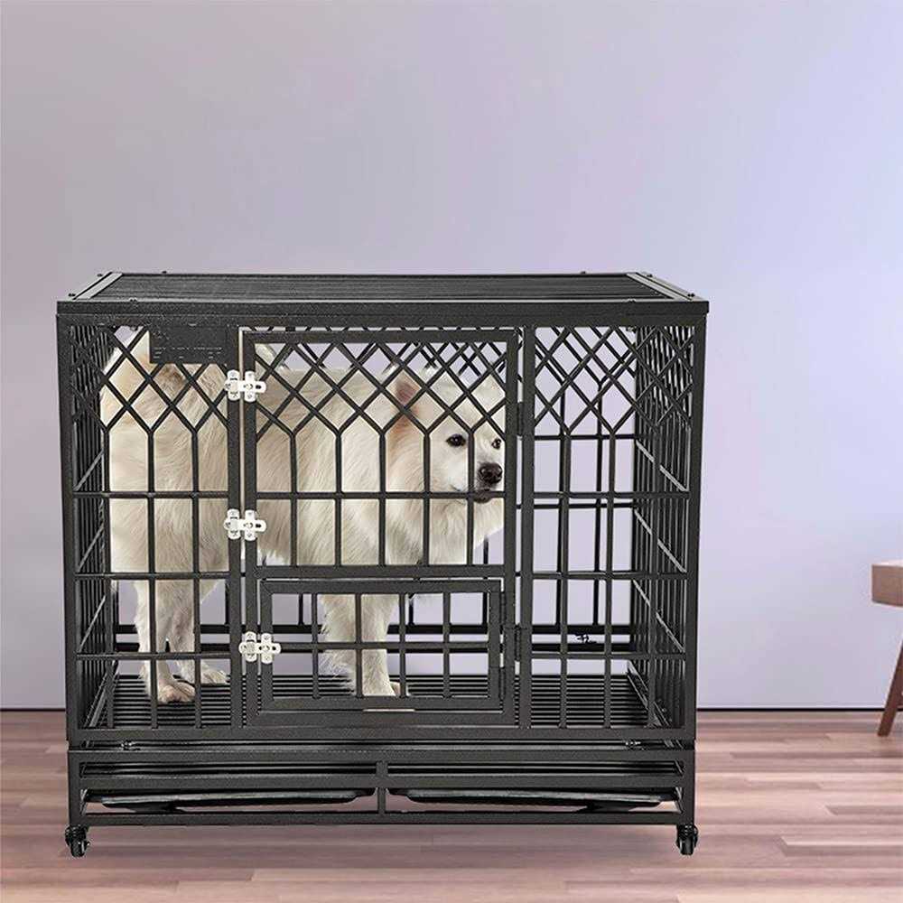 SMONTER Heavy Duty Strong Metal Dog Cage Pet Kennel Crate Playpen Wheels