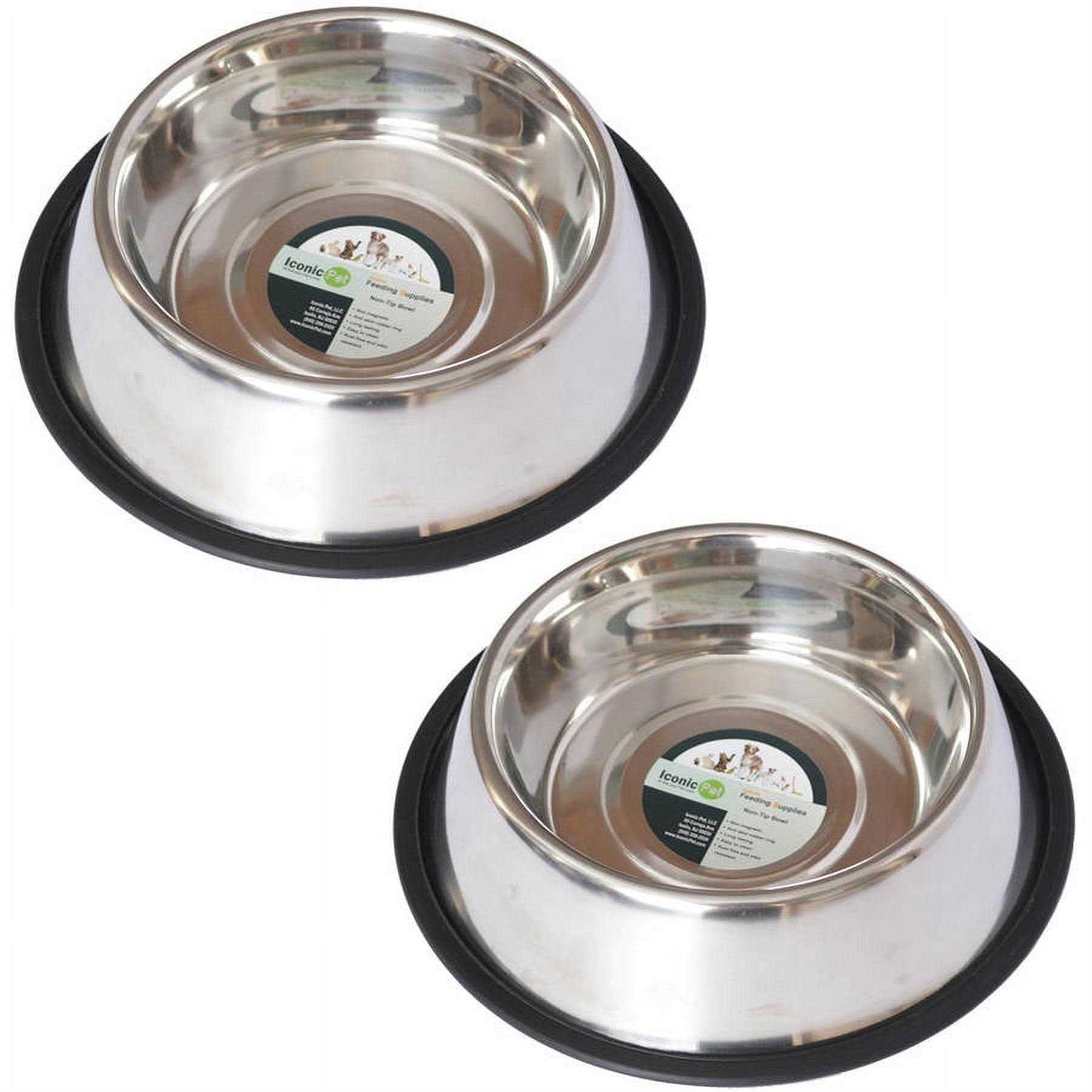 Iconic Pet 2 pack Stainless Steel Non-Skid Pet Bowl For Dog Or Cat