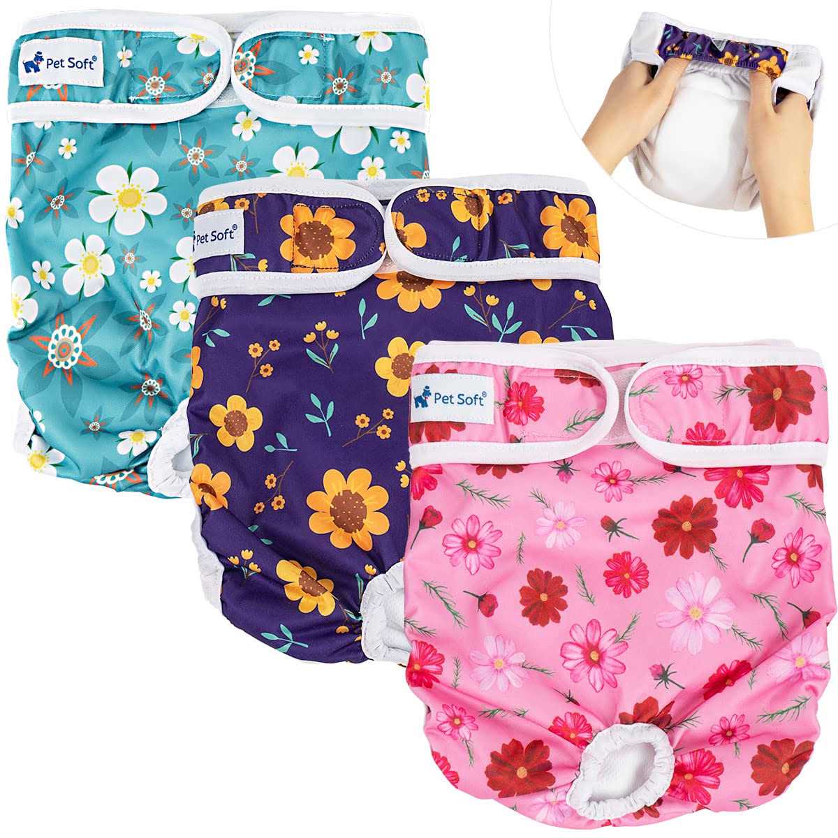 Pet Soft Washable Female Diapers Female Dog Diapers Comfort Reusable Doggy Diapers for Girl Dog in Period Heat