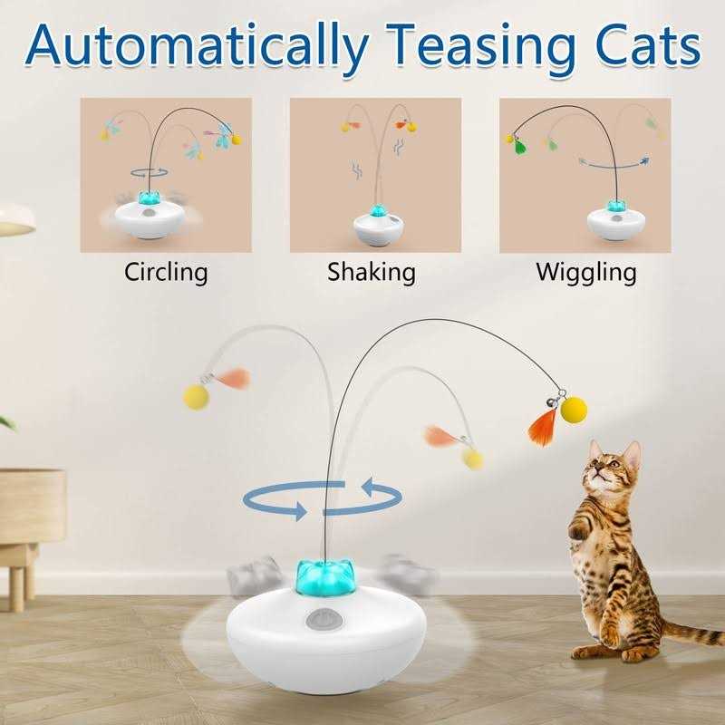 Oxawo Interactive Cat Toys Cat Exercise Tumbler Rechargeable Cat Toys for Indoor Cats Spin Butterfly Game Teasing Kitty