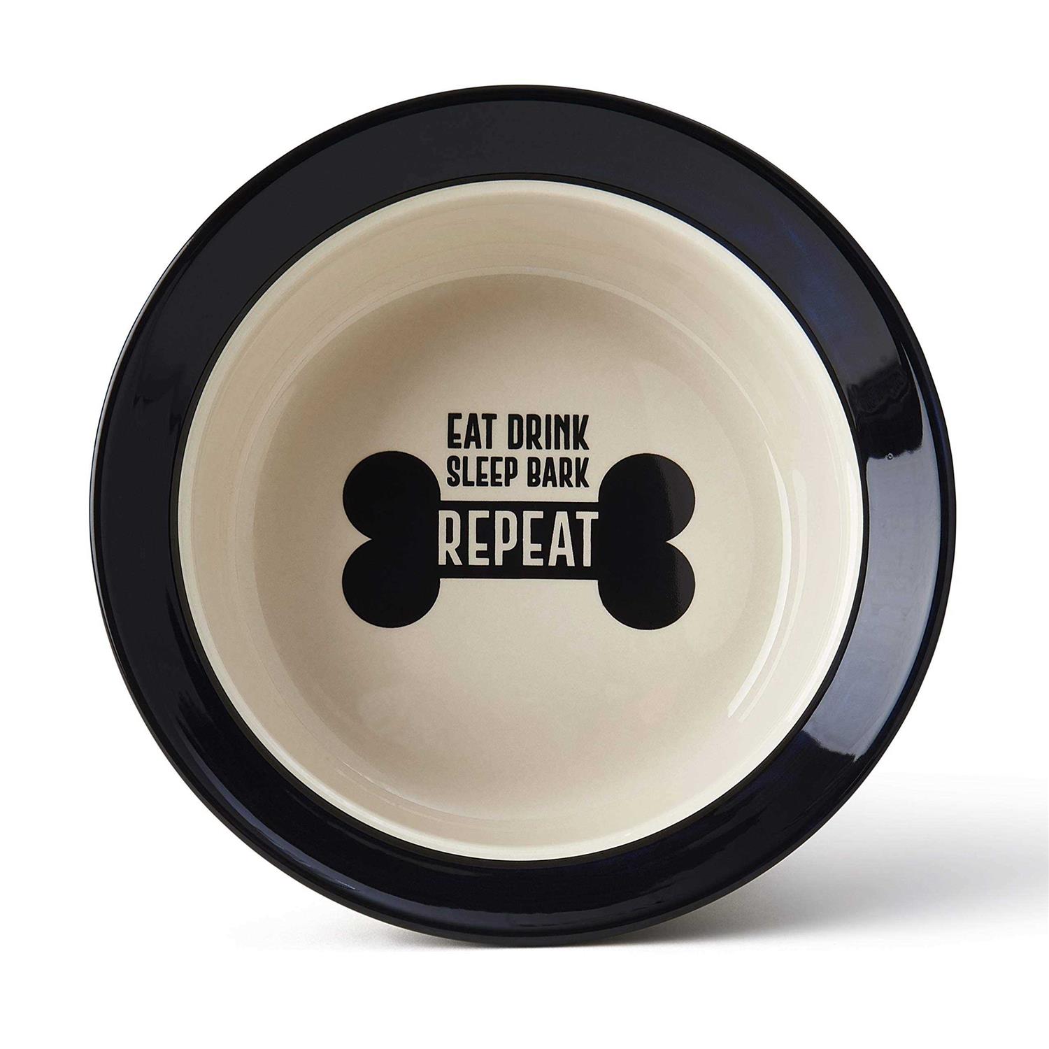Petrageous Designs Eat Drink Repeat Stoneware Dog Bowl