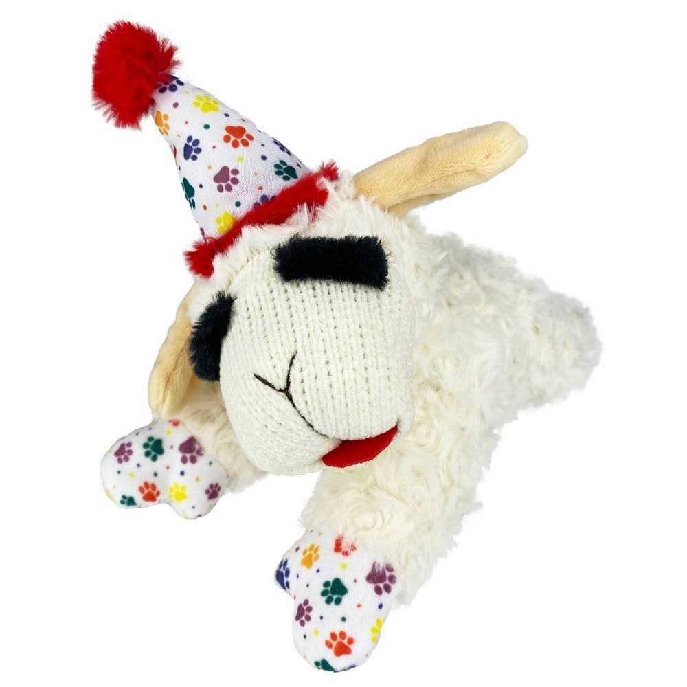 Multipet Lamb Chop Dog Toy with Birthday Hat