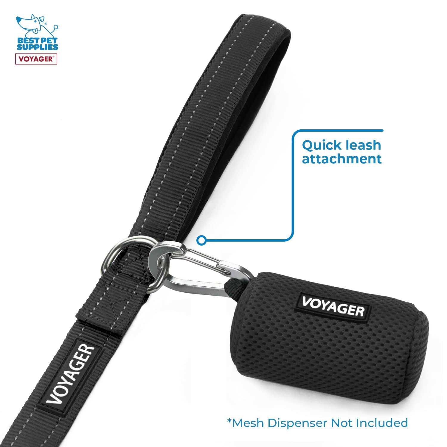 Voyager Reflective Dog Leash with Neoprene Handle, 5ft Long, Supports Small, Medium, and Large Breed Puppies, Cute and Heavy Duty for Walking