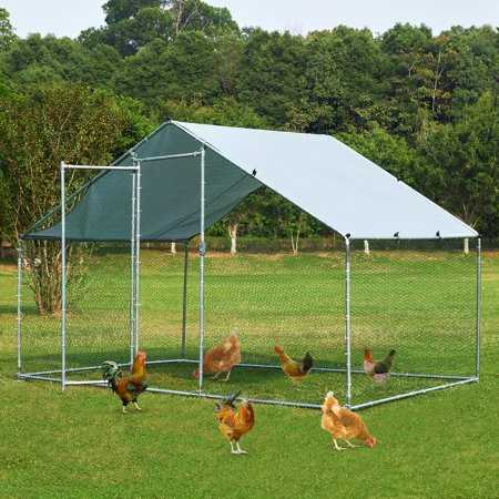 Toetol Extra Large Metal Chicken Coop Walkin Hen Run House Cage, Size: 6.5′ Large x 9.8′ W x 6.5′ H, Silver