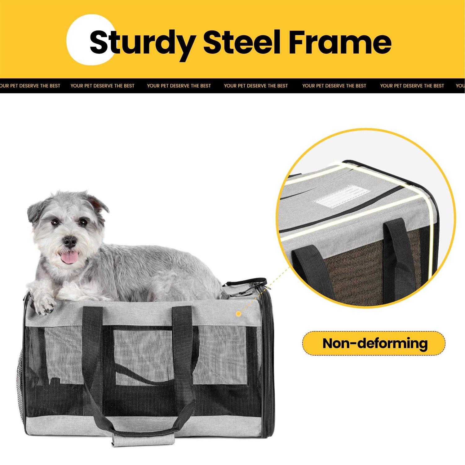 Conlun Cat Carrier Airline Approved Soft-Sided Dog Carrier with Inner Safety Leash