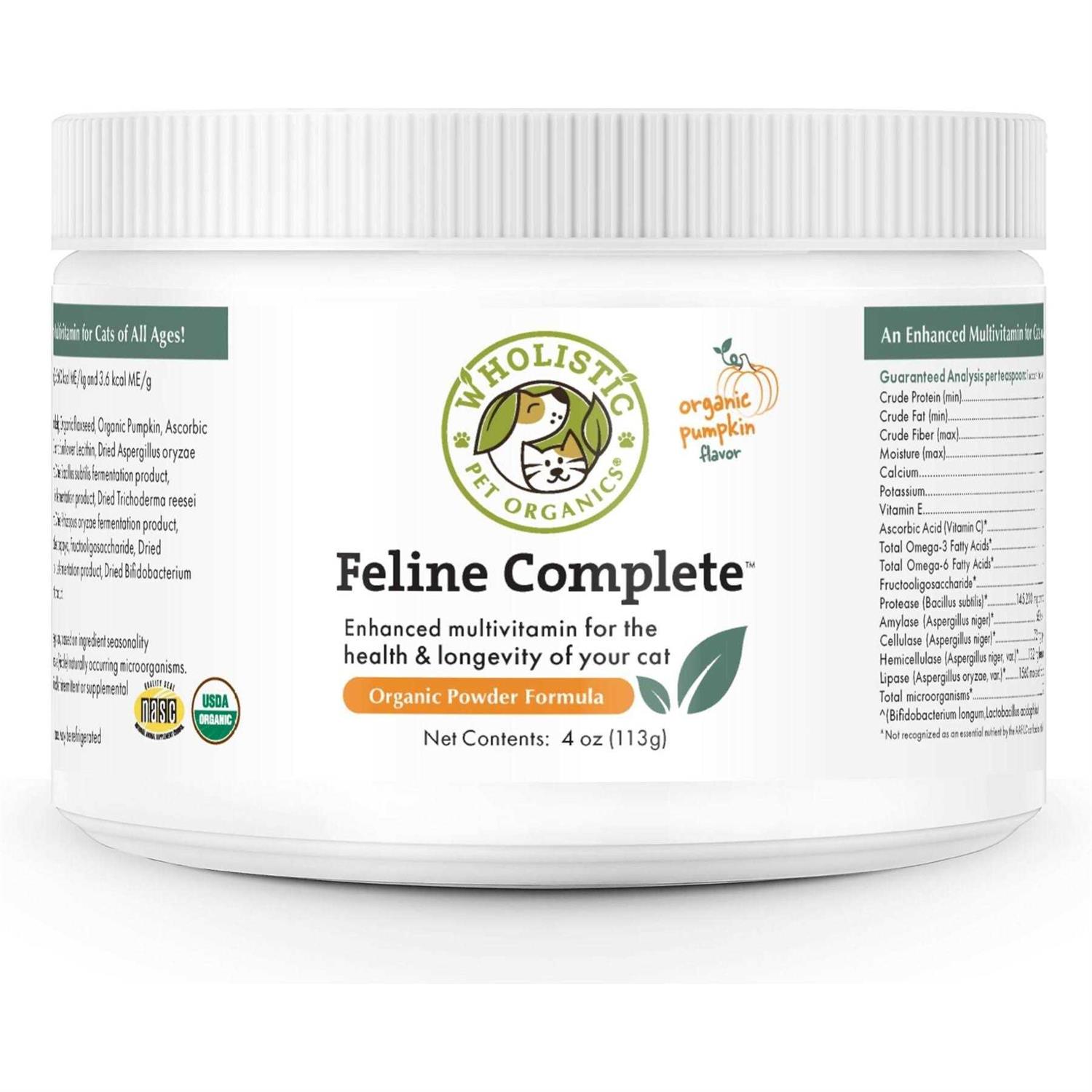Wholistic Pet Organics Organic Feline Complete Pumpkin Enhanced Powder Daily Multivitamin for Cats