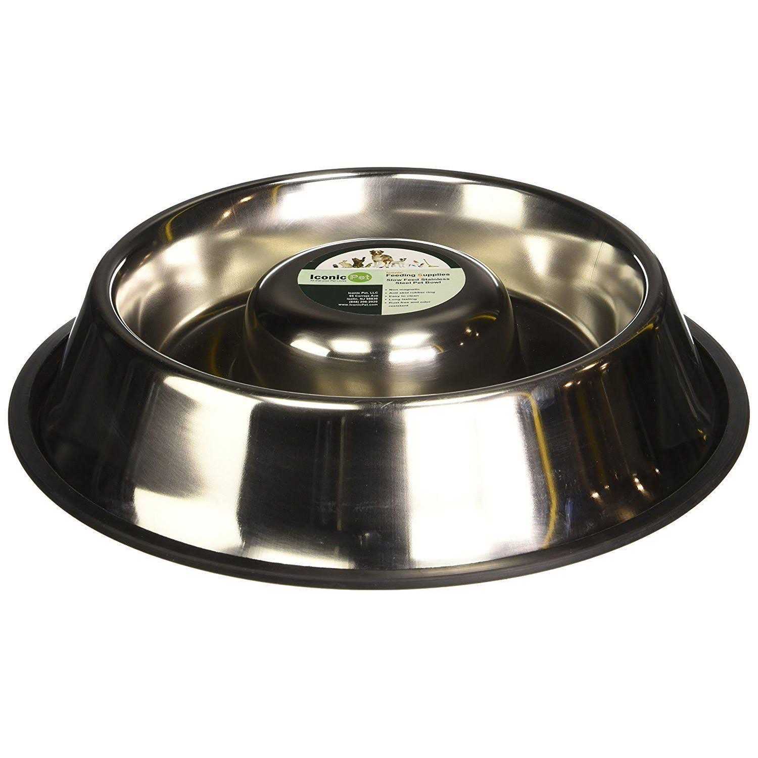 Iconic Pet Slow Feed Stainless Steel Pet Bowl