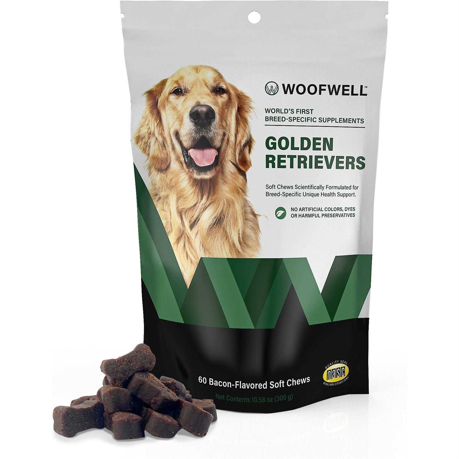 WoofWell Golden Retrievers Health Support Bacon Flavored Soft Chews Dog Supplement