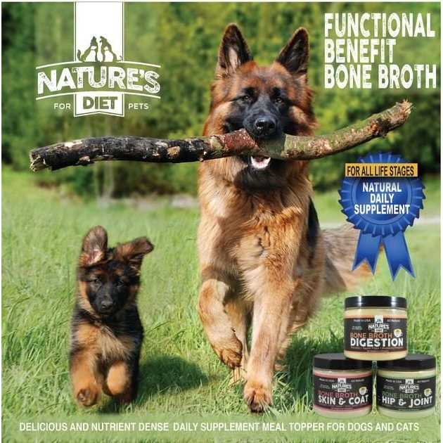 Nature’s Diet Pet Original Bone Broth Protein Powder with Functional Benefits for Hip and Joint, Digestion, Skin and coat