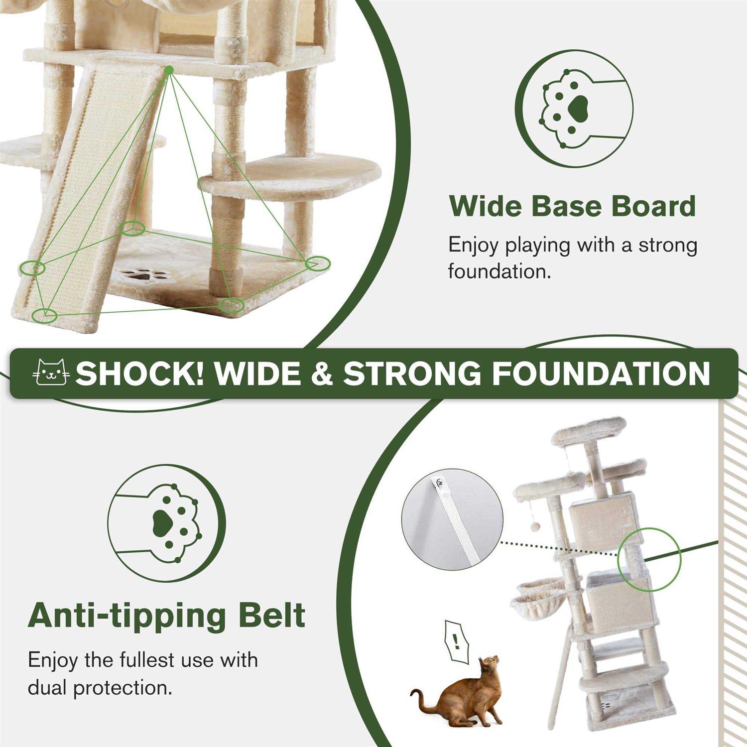 IMUsee 68 Inches Multi-Level Cat Tree for Large Cats/Big Cat Tower with Cat Condo/Cozy Plush Perches/Sisal Scratching