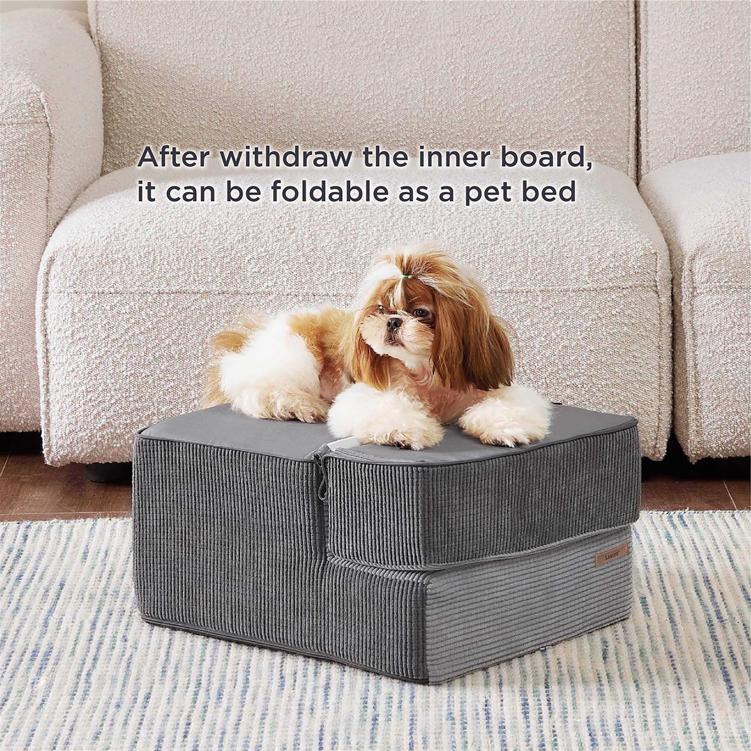 LE SURE Lesure Dog Stairs for Small Dogs Pet Stairs Beds and Couch, Folding Pet Steps with CertiPUR-US Certified Foam for Cat and Doggy