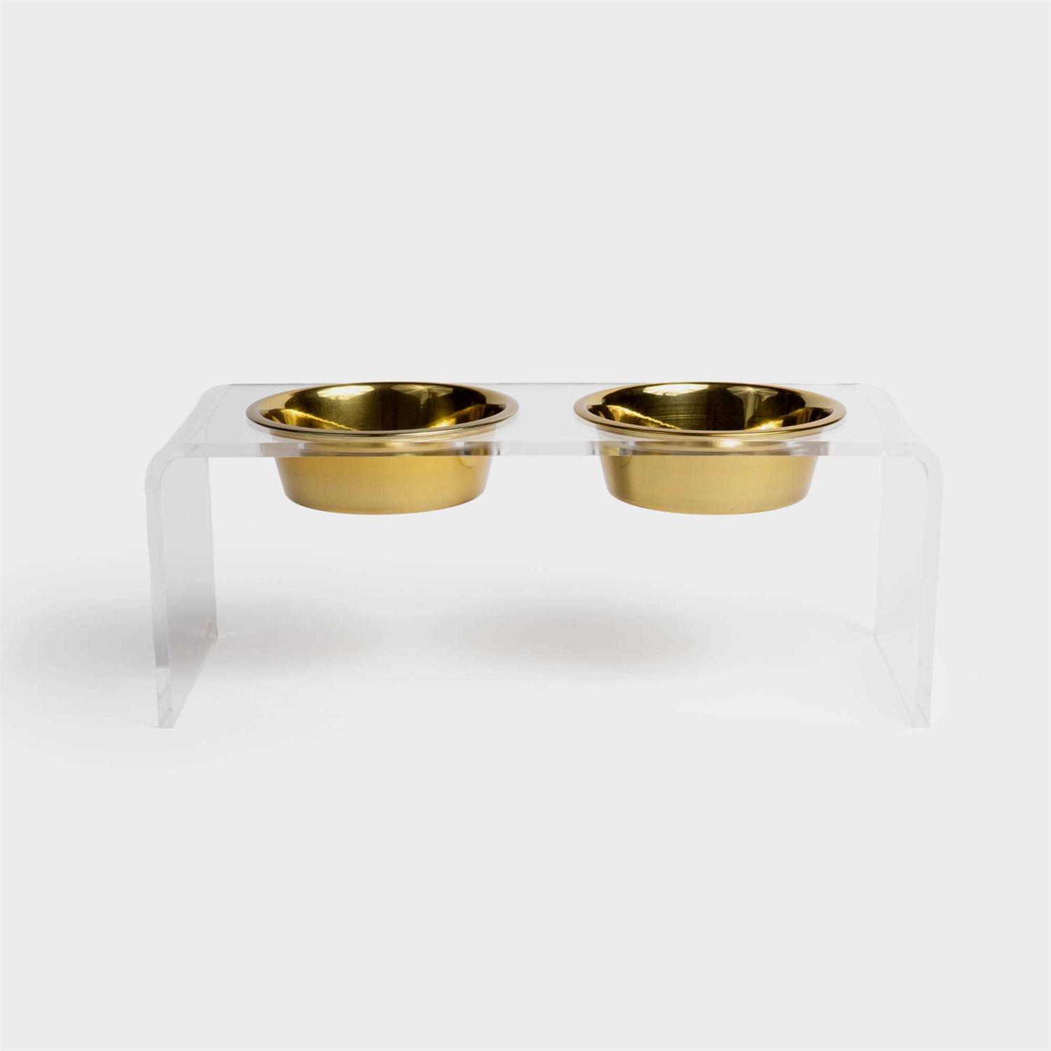Hiddin Clear Double Bowl Pet Feeder