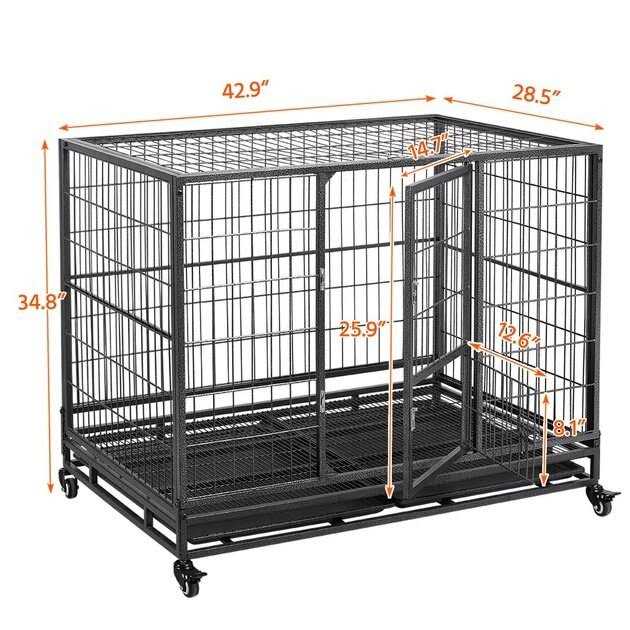 Yaheetech Wheels & Litter Pans Dog Crate