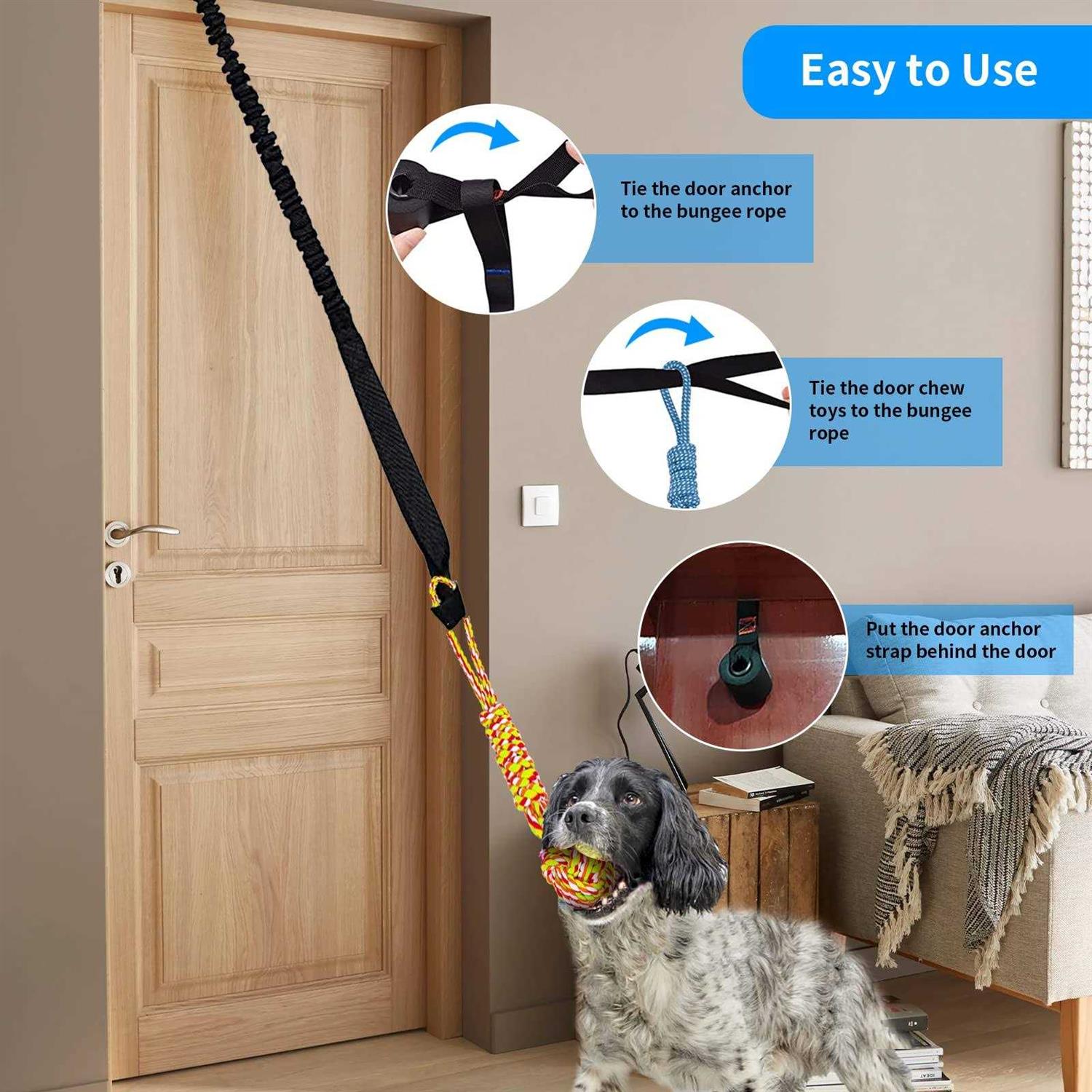 5PCS Spring Pole Dog Rope Toys Tree Bungee Hanging Dog Toys Indoor Outdoor Dog Bungee Tug Interactive Exercise Toys