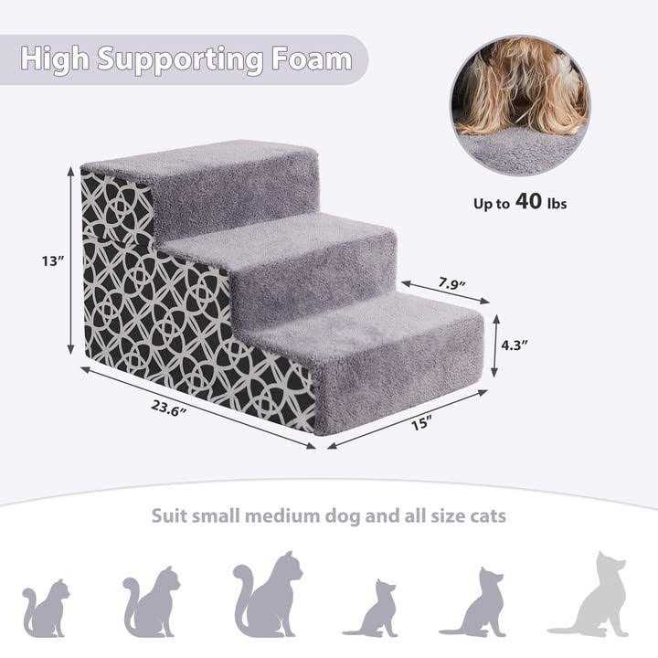 BFPETHOME Dog Stairs and Steps, for Small Medium Dogs and Cats, Pet Stairs and Dog Foam Steps for High Bed and Couch