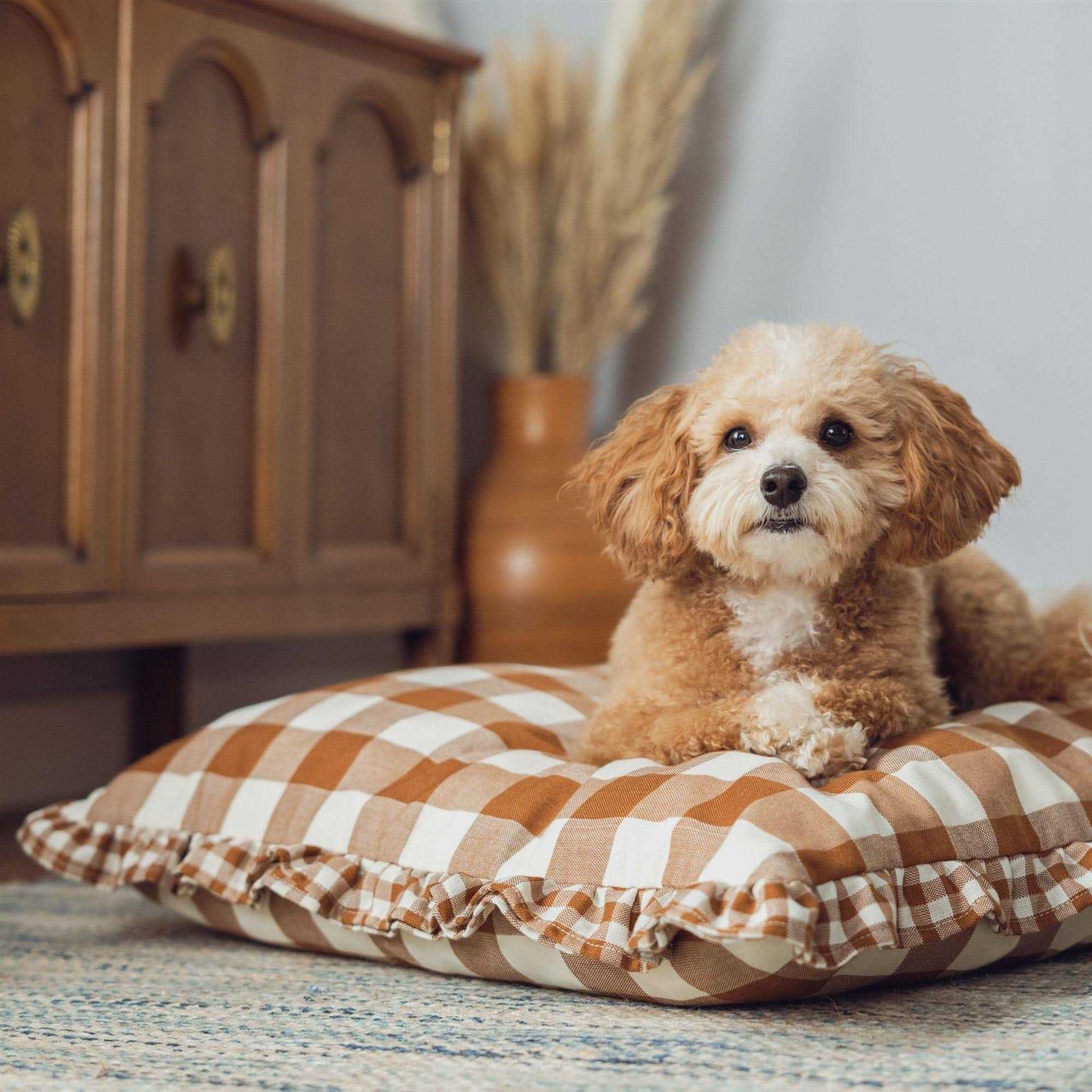 Harry Barker 24 x 5 Brown Gingham Print Envelope Dog Bed