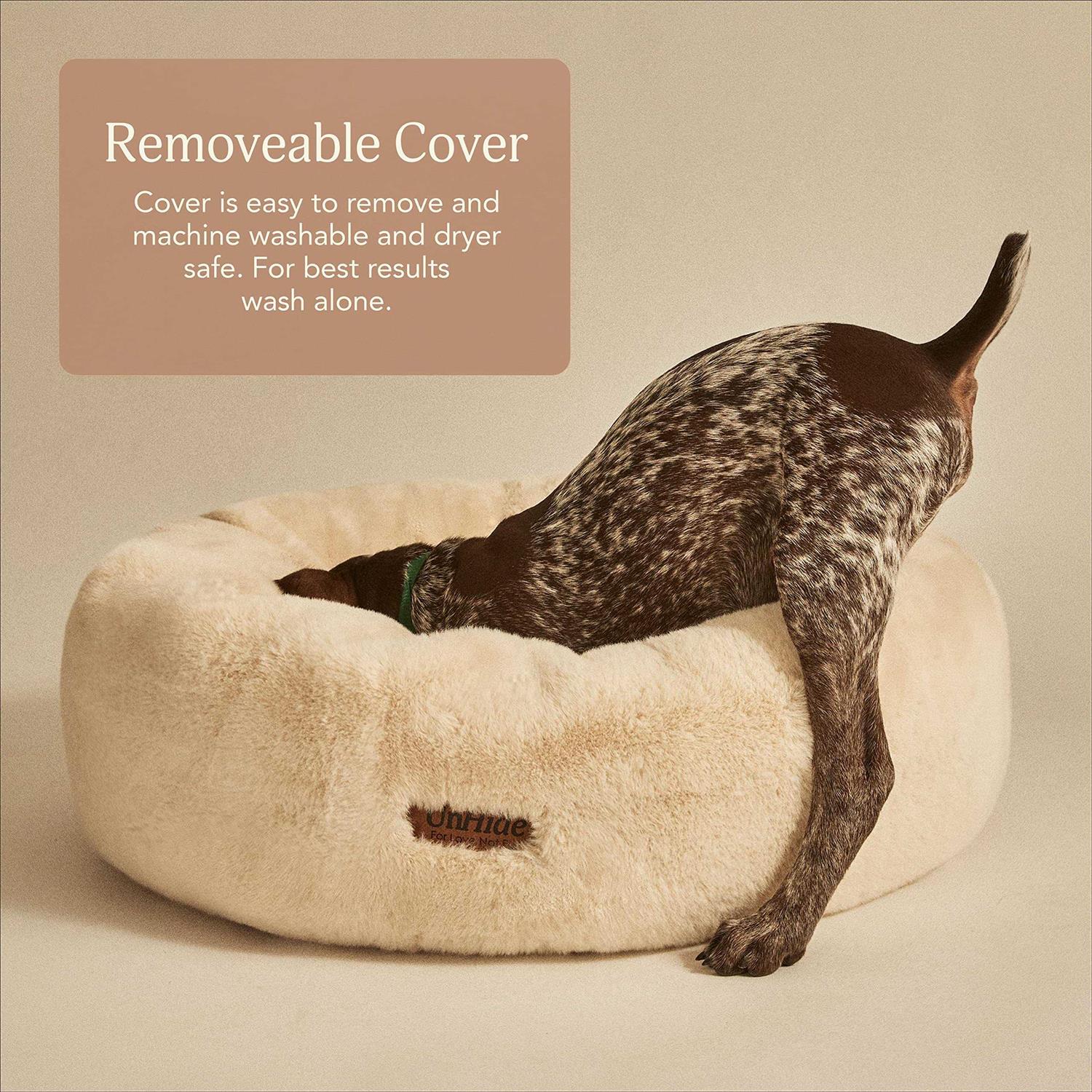 UnHide Floof Pet Bed Extra Soft Dog Bed Removable Faux Fur Cover