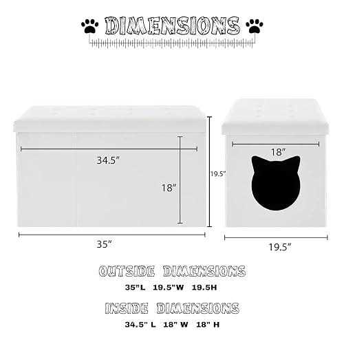 Sweet Barks Designer Cat Litter Box Enclosure Hidden Washroom Bench Ottoman