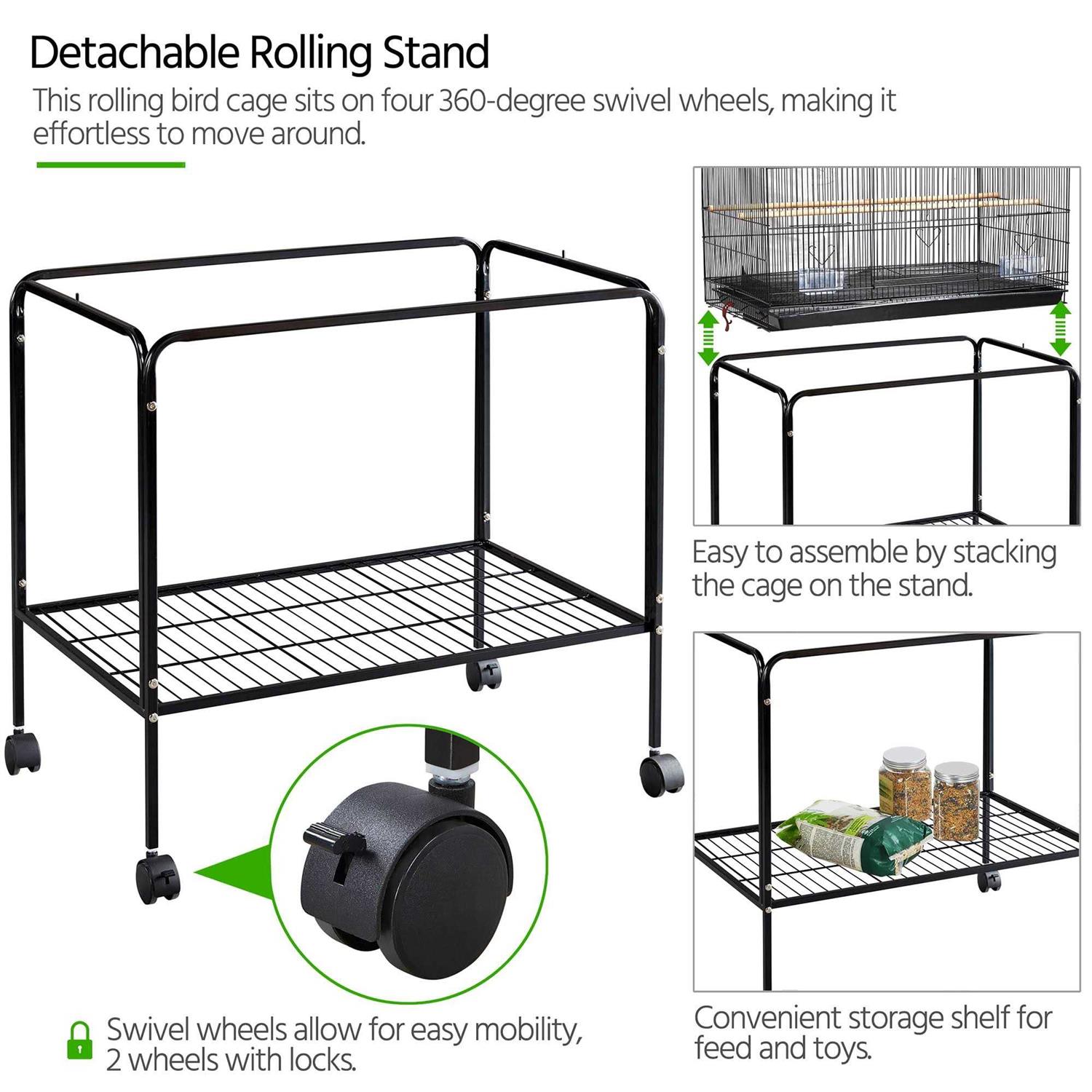Topeakmart 47 Flight Cage with Slide-Out Tray and Rolling Detachable Stand for Birds