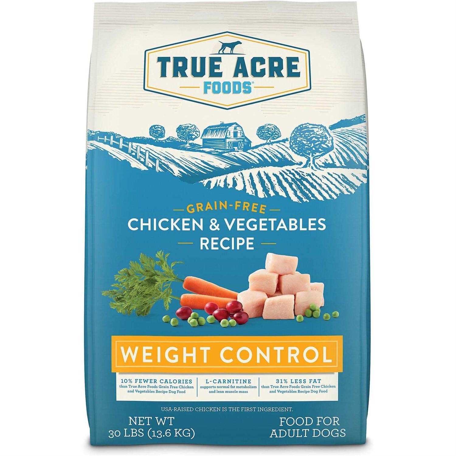 True Acre Foods Weight Control Chicken & Vegetables Recipes Grain-Free Dry Dog Food