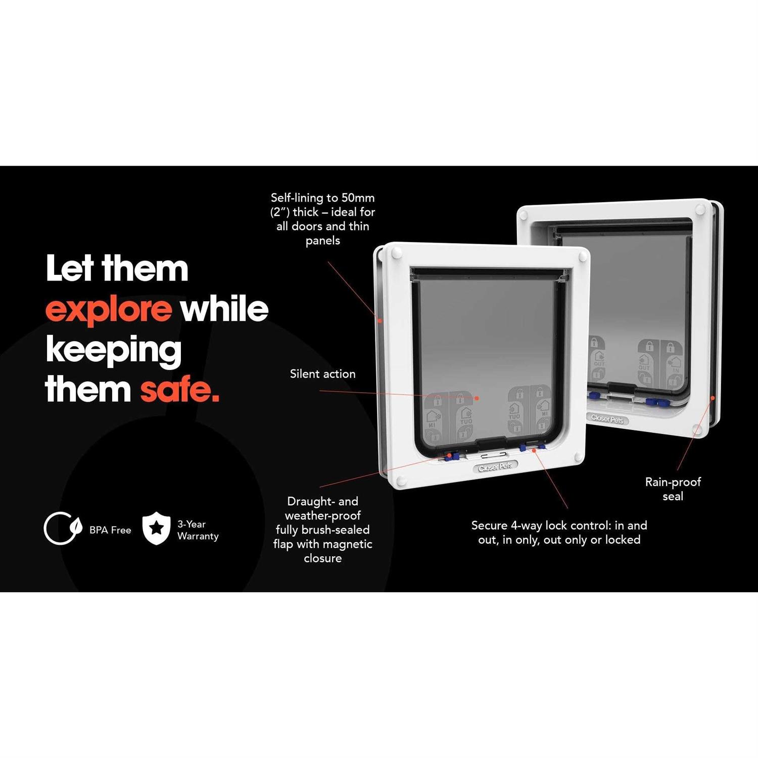 Closer Pets 4-Way Locking Large Cat/Small Dog Door –