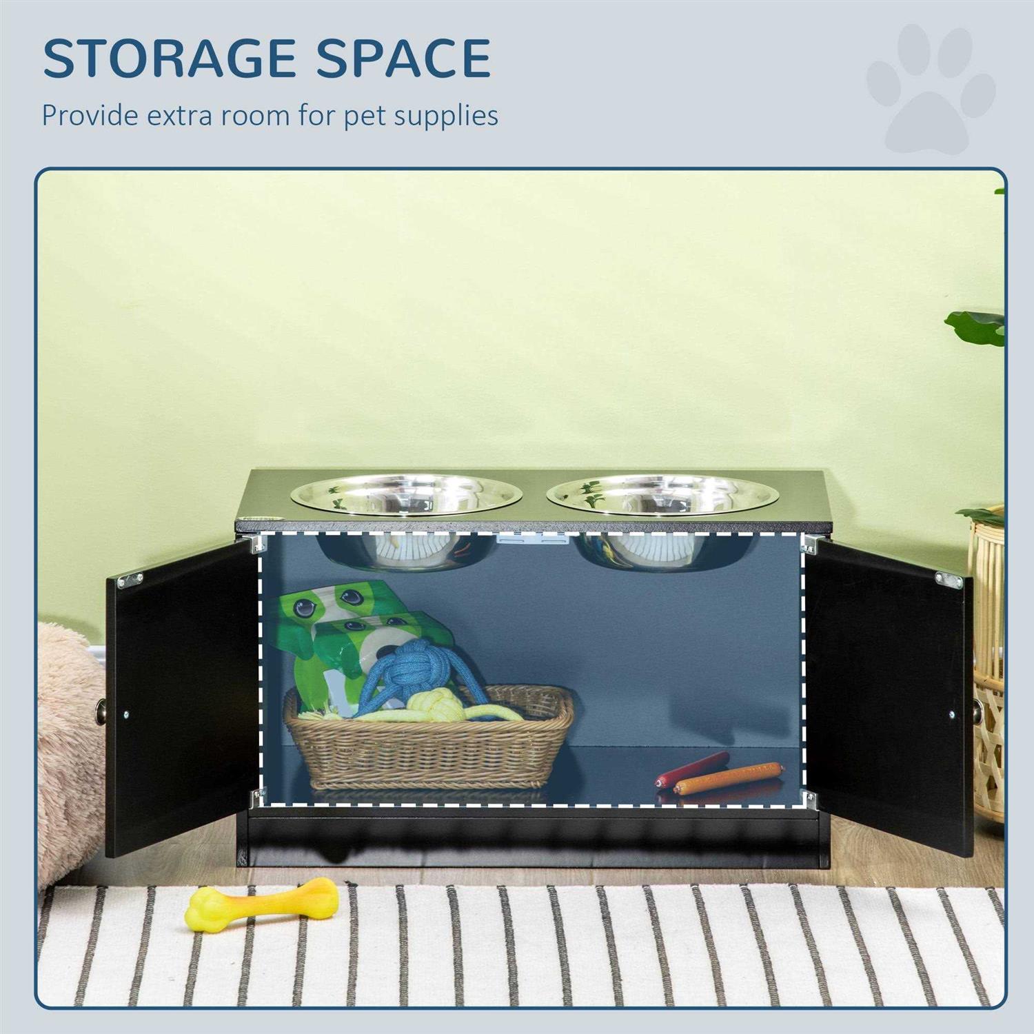 PawHut Large Elevated Dog Bowls with Storage Cabinet Containing Large 44L Capacity