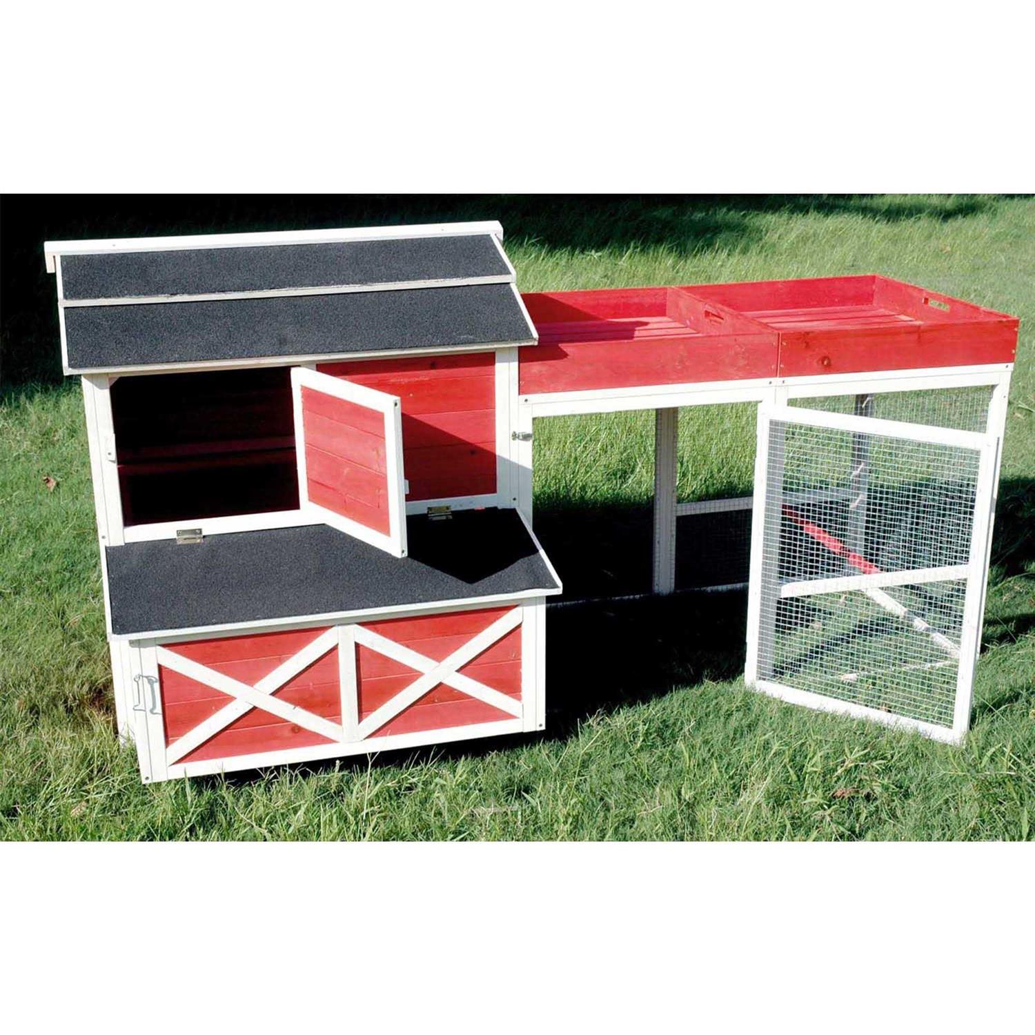 Merry Products Red Barn Chicken Coop with Roof Top Planter