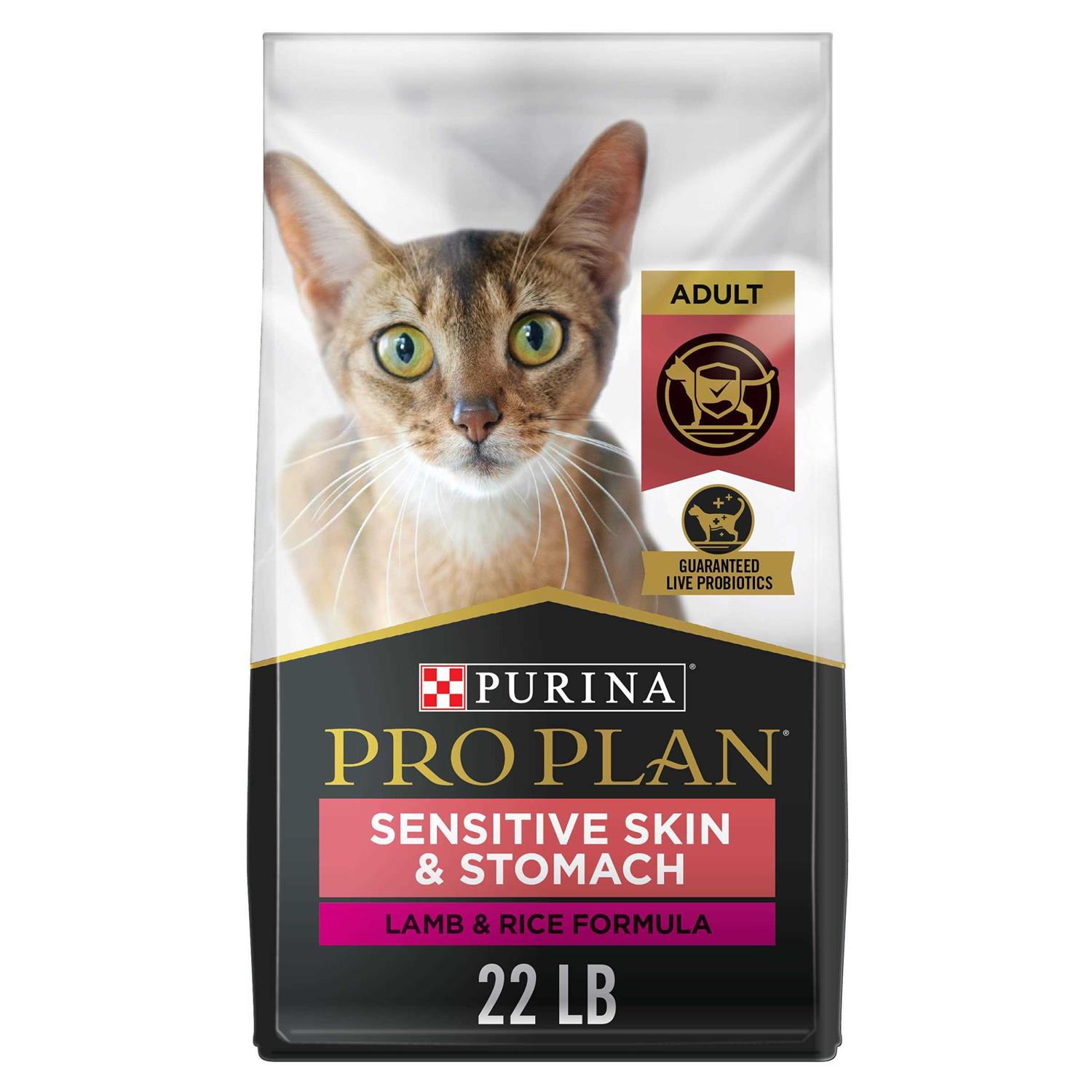 Pro Plan Purina Sensitive Skin and Stomach Cat Food, Lamb and Rice Formula