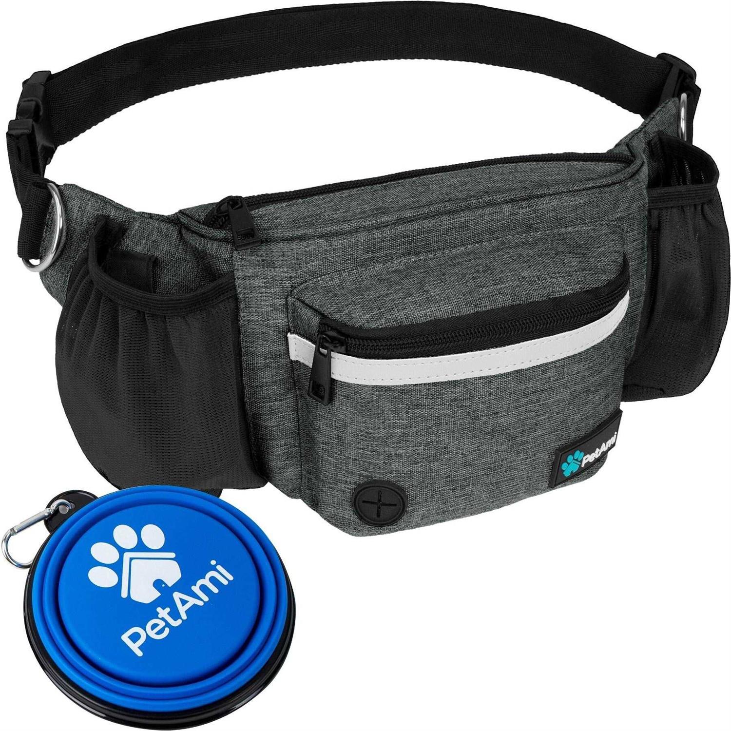 Petami Dog Fanny Pack Treat Pouch for Dog Walking Training Built in Poop Bag Dispenser