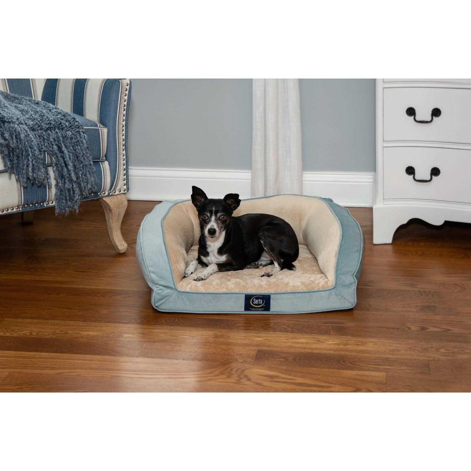 Serta Quilted Orthopedic Bolster Dog Bed w/Removable COVER