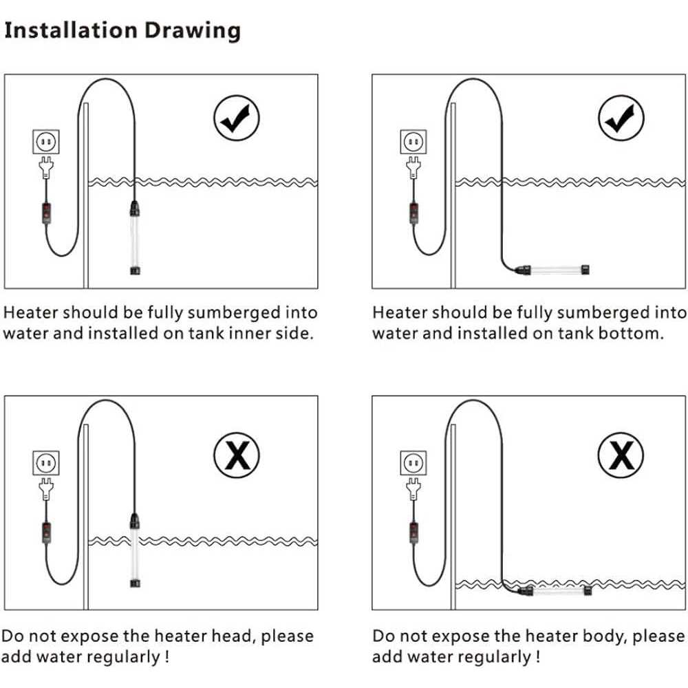 PULACO 50W Mini Aquarium Heater with External Controller & LED Temperature Display