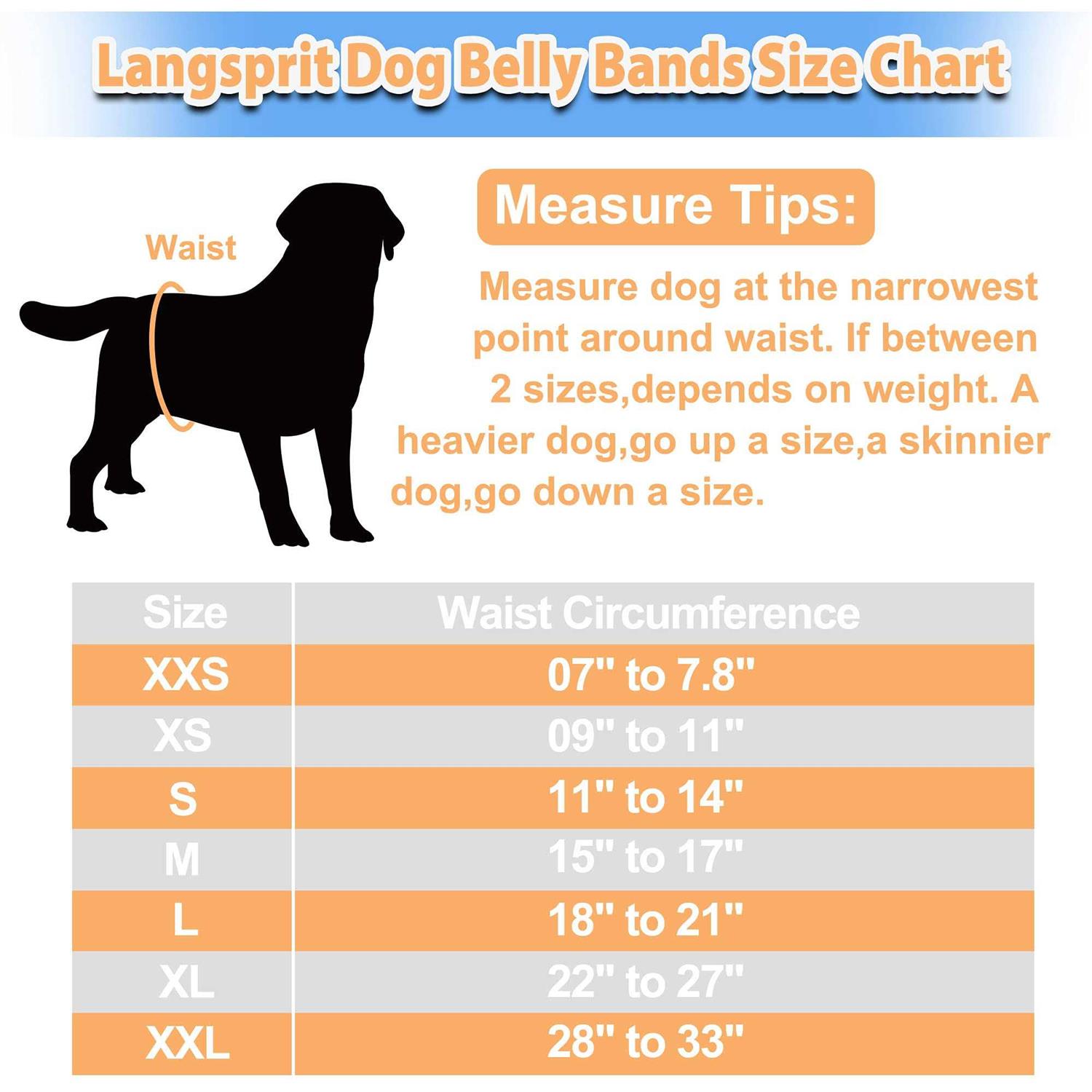 Langsprit Male Belly Bands for Dogs High Absorbing Dog Wraps Male Washable