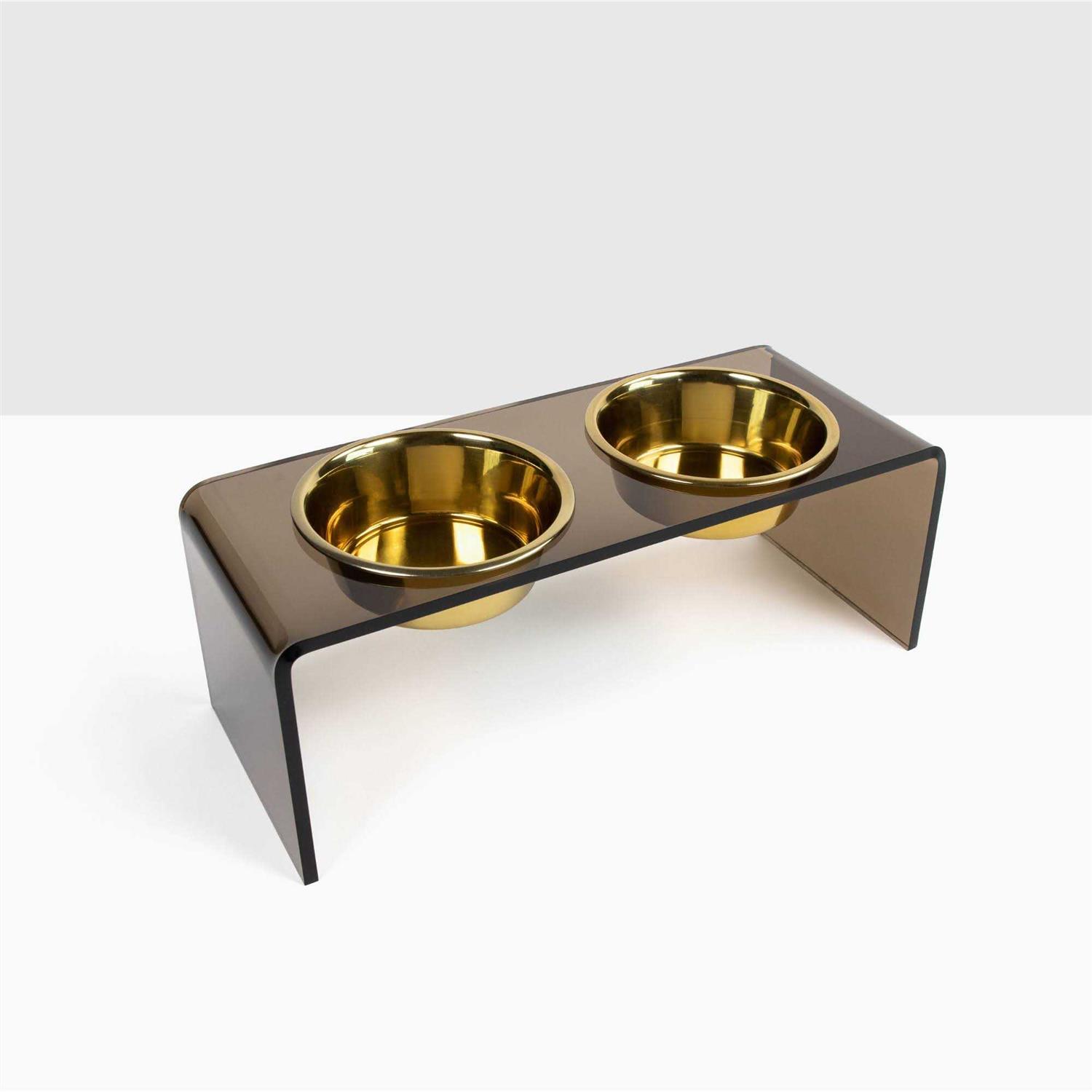 Acrylic Double Bowl Elevated Pet Feeder Hiddin