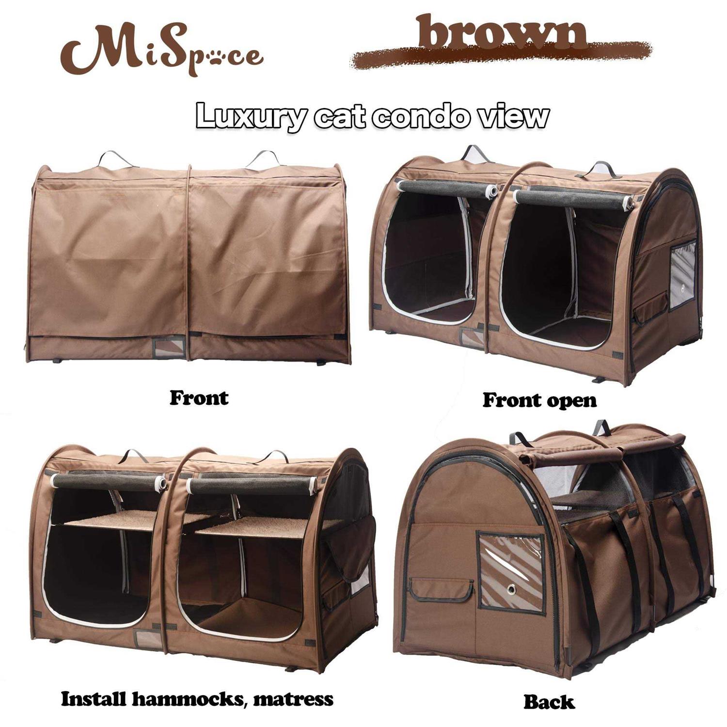 Mispace Portable Twin Compartment Show House Cat Cage/Condo Easy to Fold & Carry Kennel