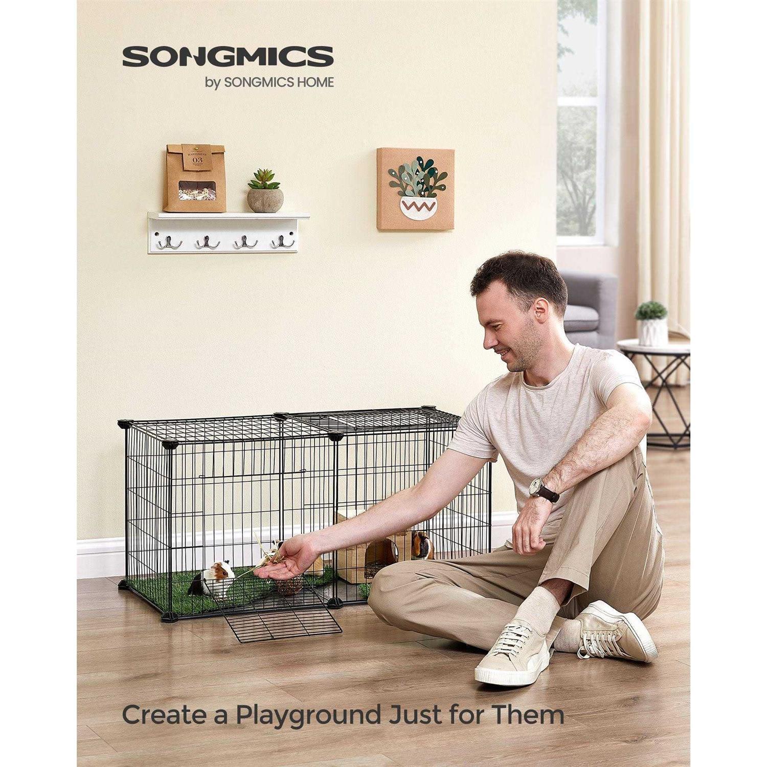 SONGMICS Small Animal Playpen with Top and Base