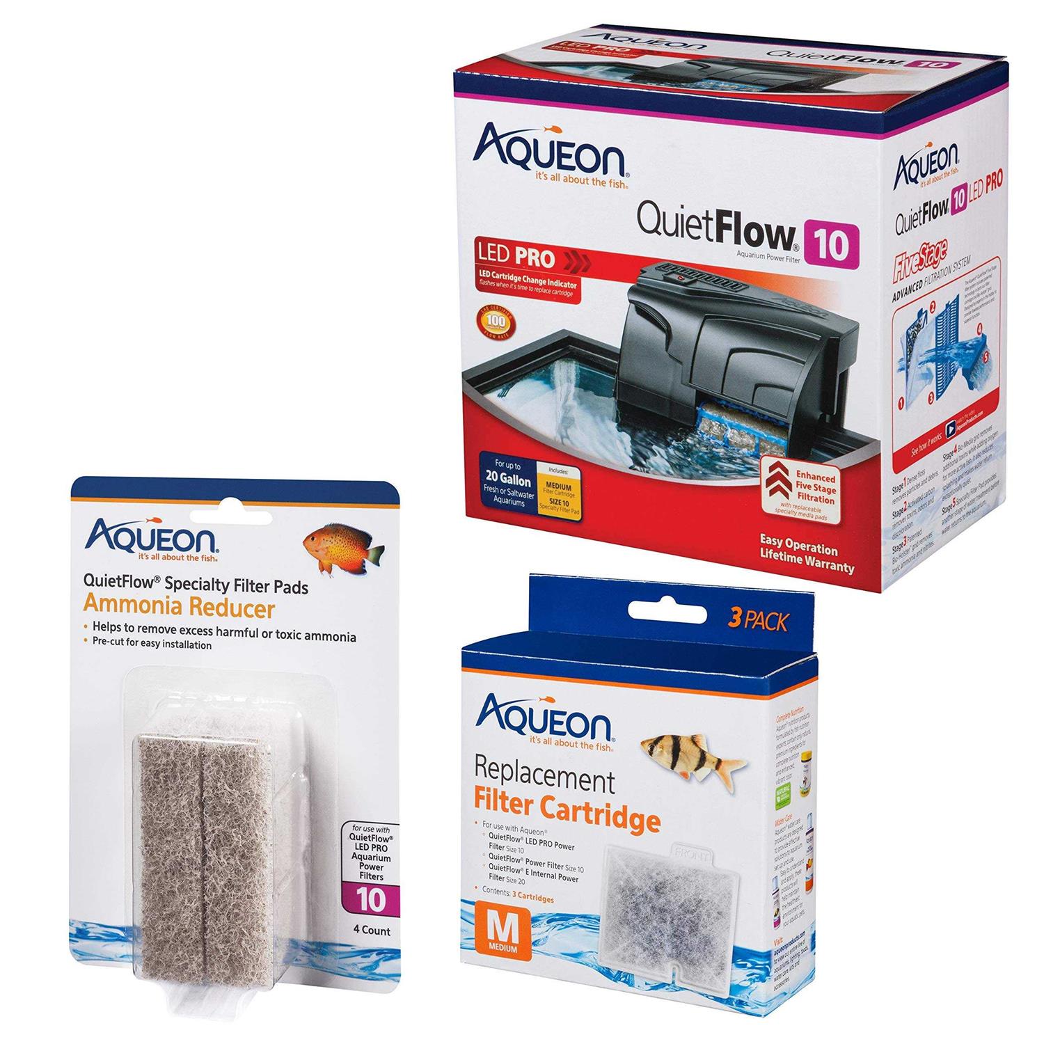 Aqueon QuietFlow 10 Series Aquarium Filter Kit