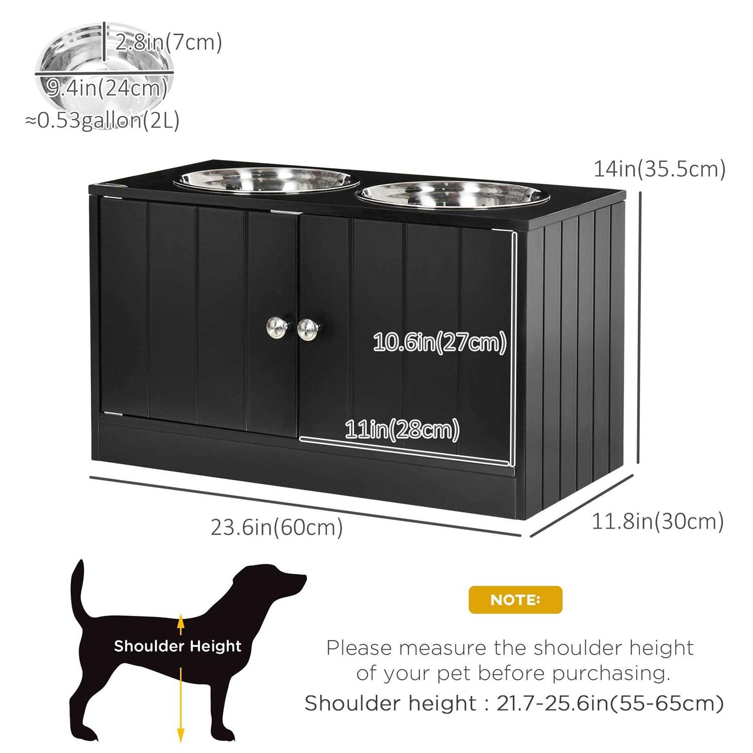 PawHut Large Elevated Dog Bowls with Storage Cabinet Containing Large 44L Capacity