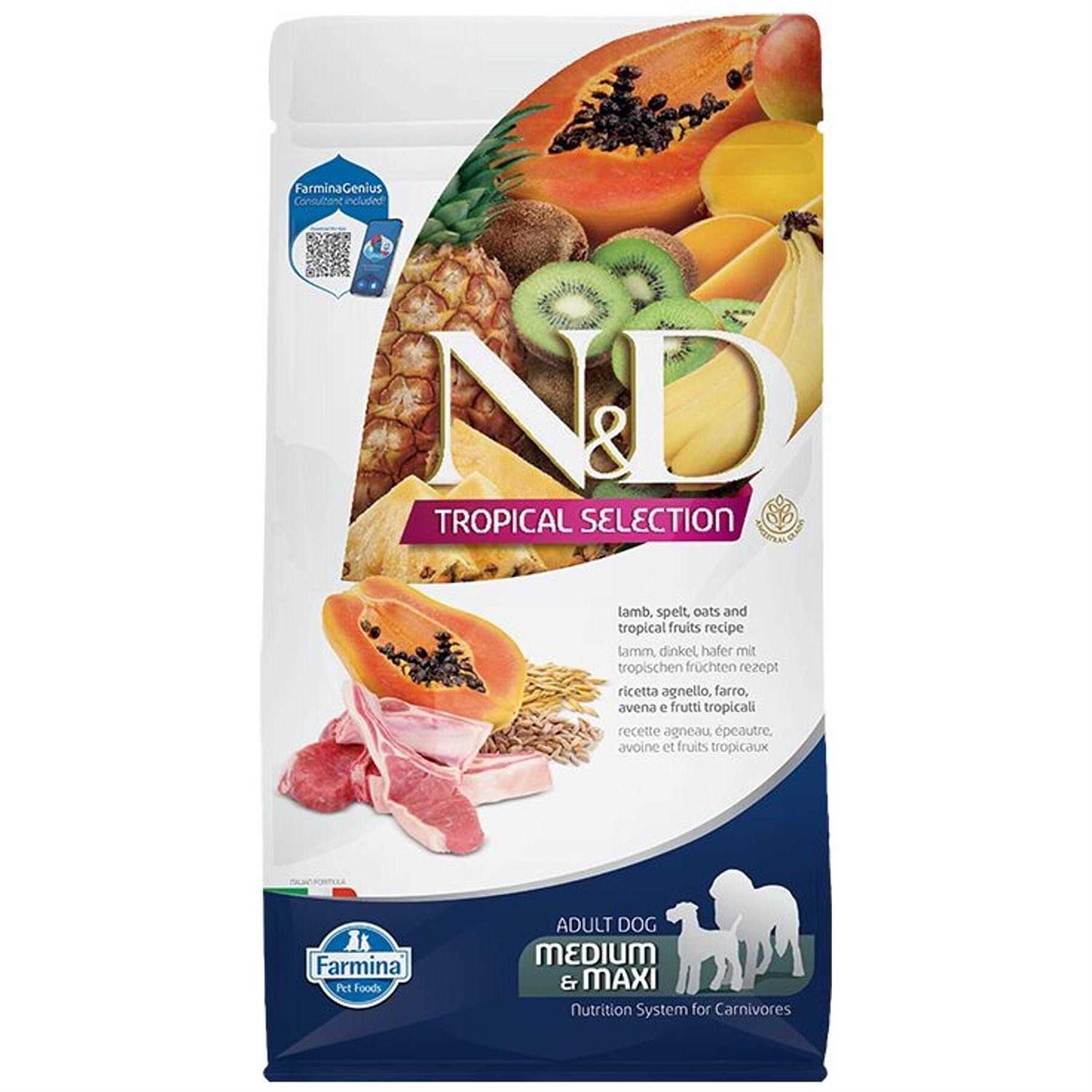 Farmina N&D Tropical Selection Dry Dog Food Lamb Spelt Oats and Tropical Fruits Adult Medium & Maxi