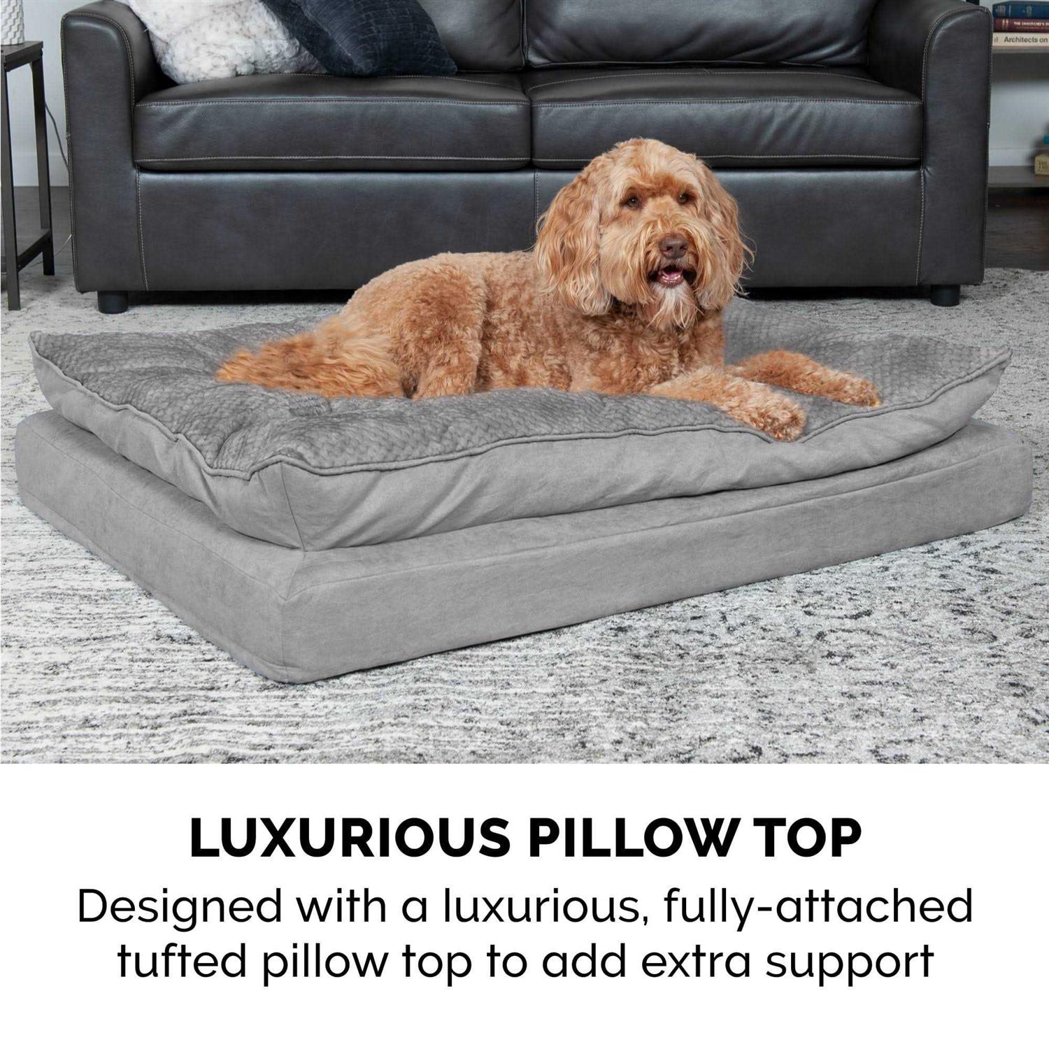 FurHaven Mink Fur & Suede Pillow-Top Orthopedic Dog Bed