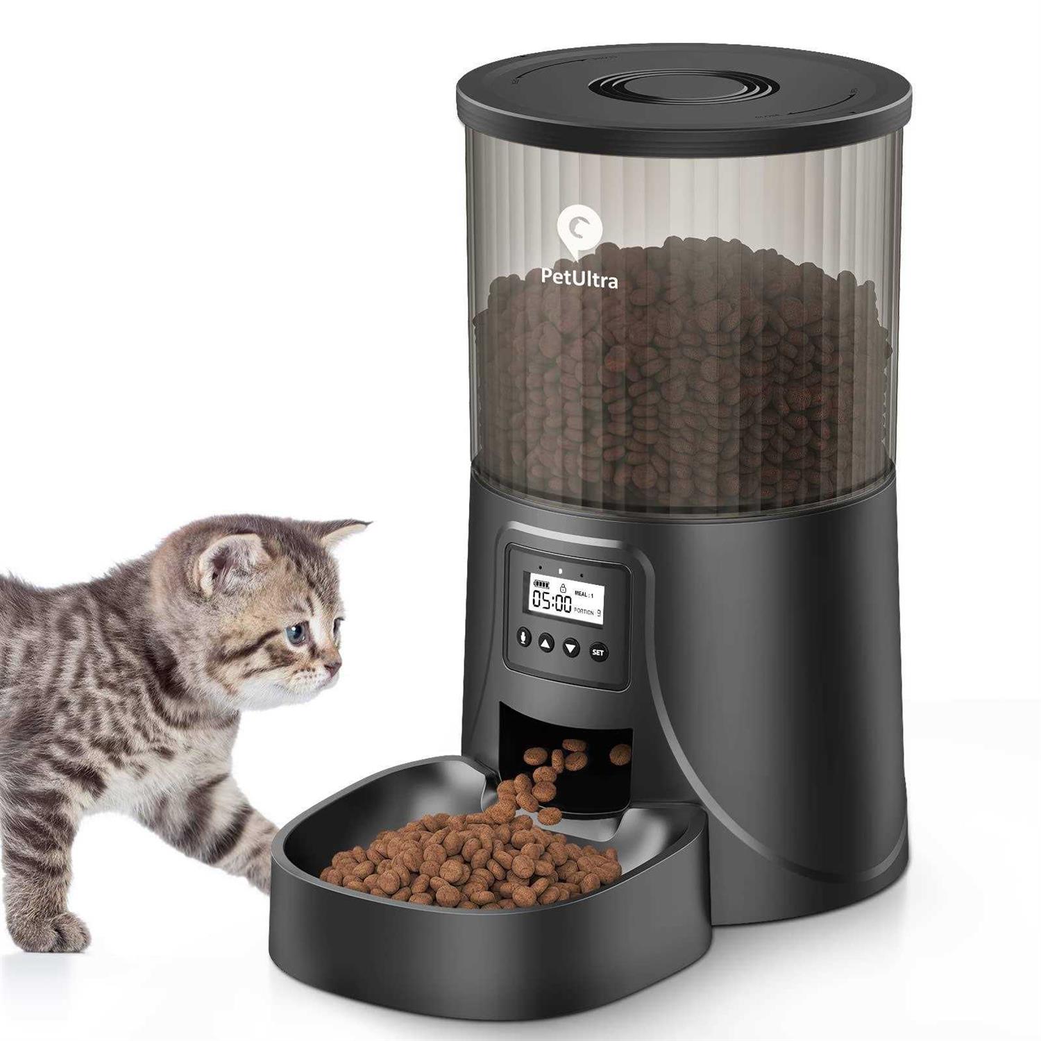 PETULTRA Automatic Cat Feeders, Timed Dog Feeder 4L Programmable Control 1-4 Meals Pet Dry Food Dispenser with Desiccant Bag for Cats and Small Medium