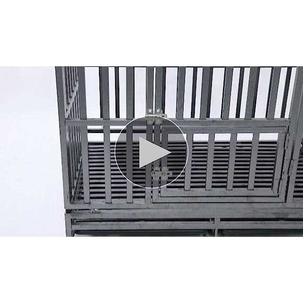 SMONTER Heavy Duty Strong Metal Dog Cage Pet Kennel Crate Playpen Wheels