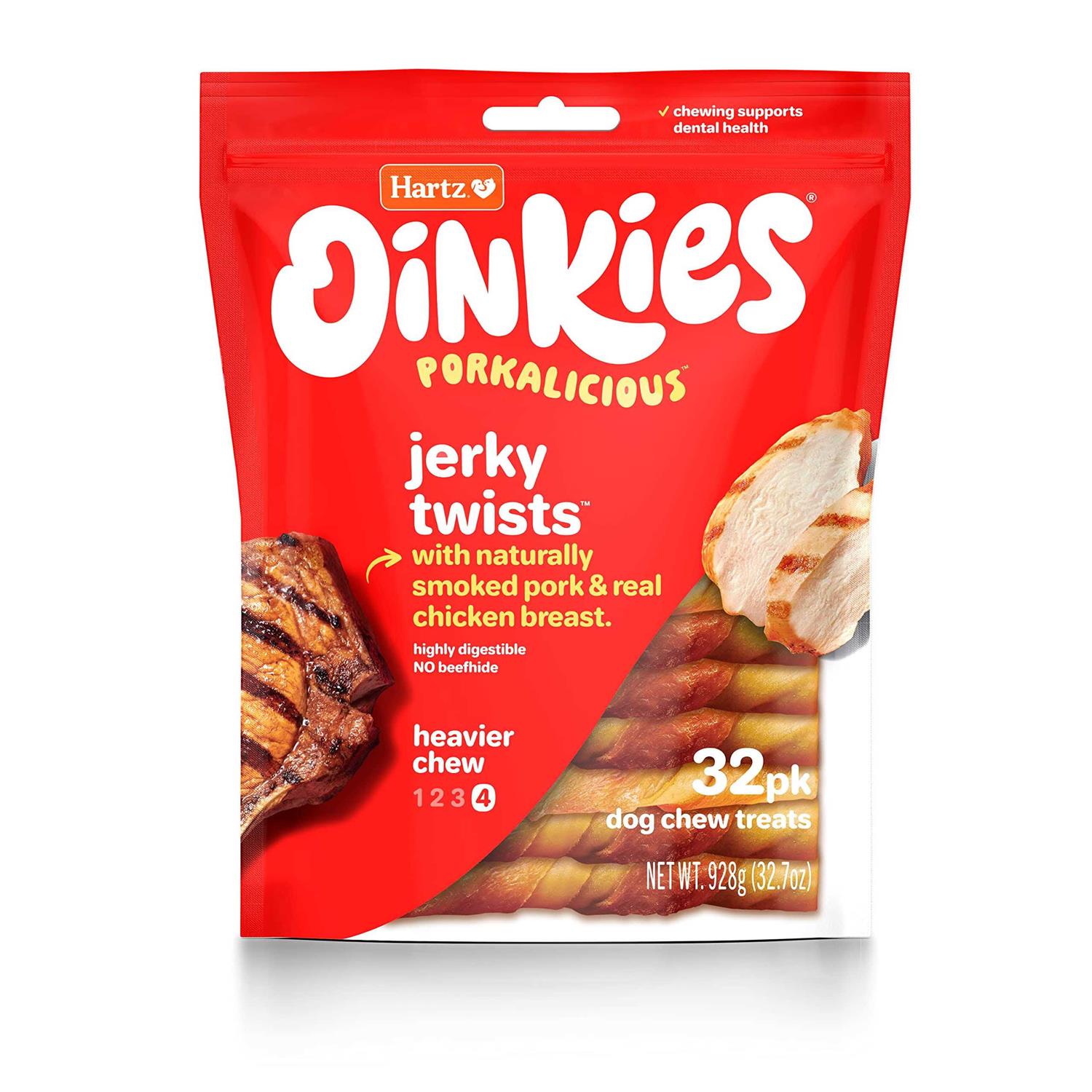 Hartz Oinkies Porkalicious Smoked Pig Skin Twists Dog Treats