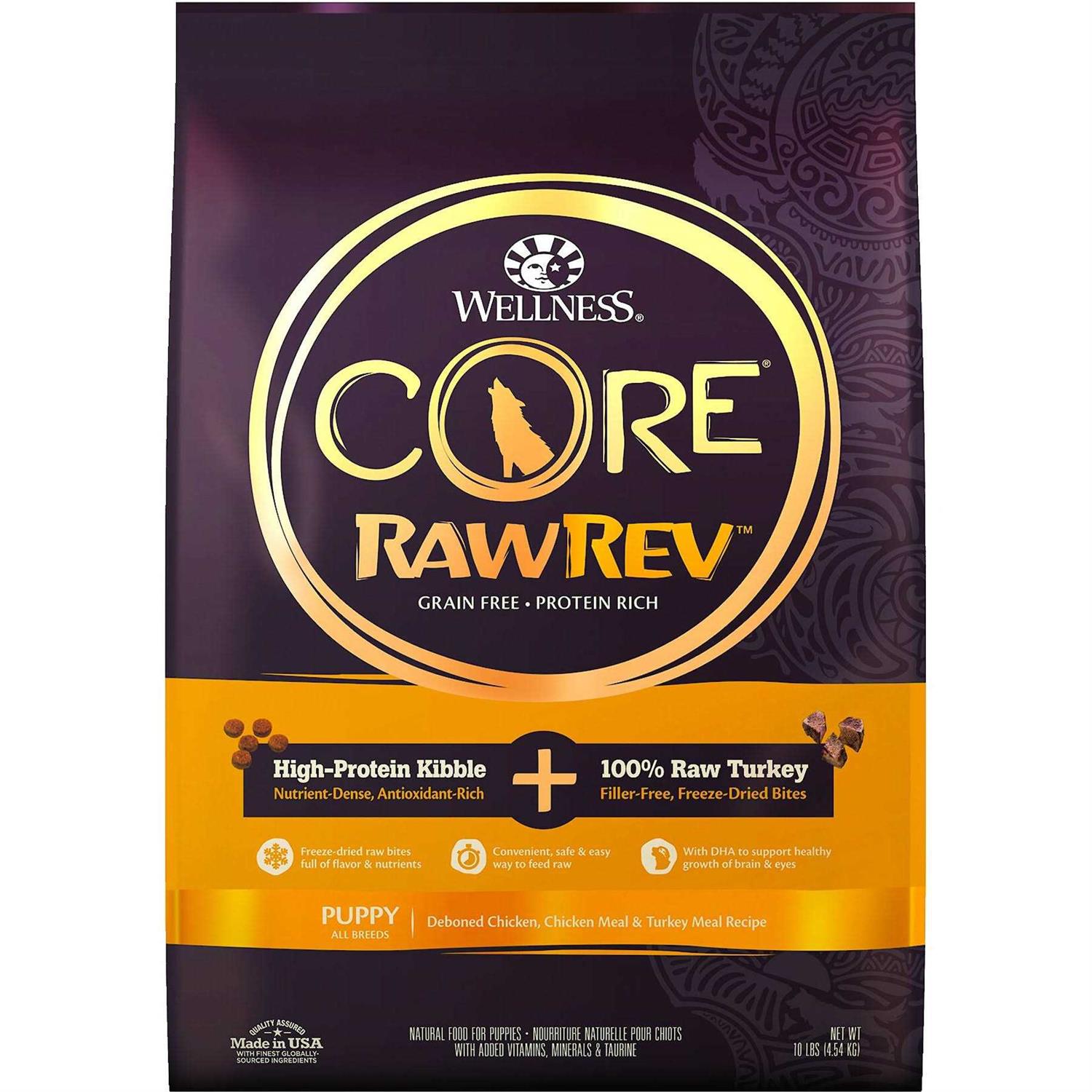 Wellness CORE RawRev Grain Free Natural Deboned Chicken with Freeze Dried Turkey Recipe Dry Puppy Food
